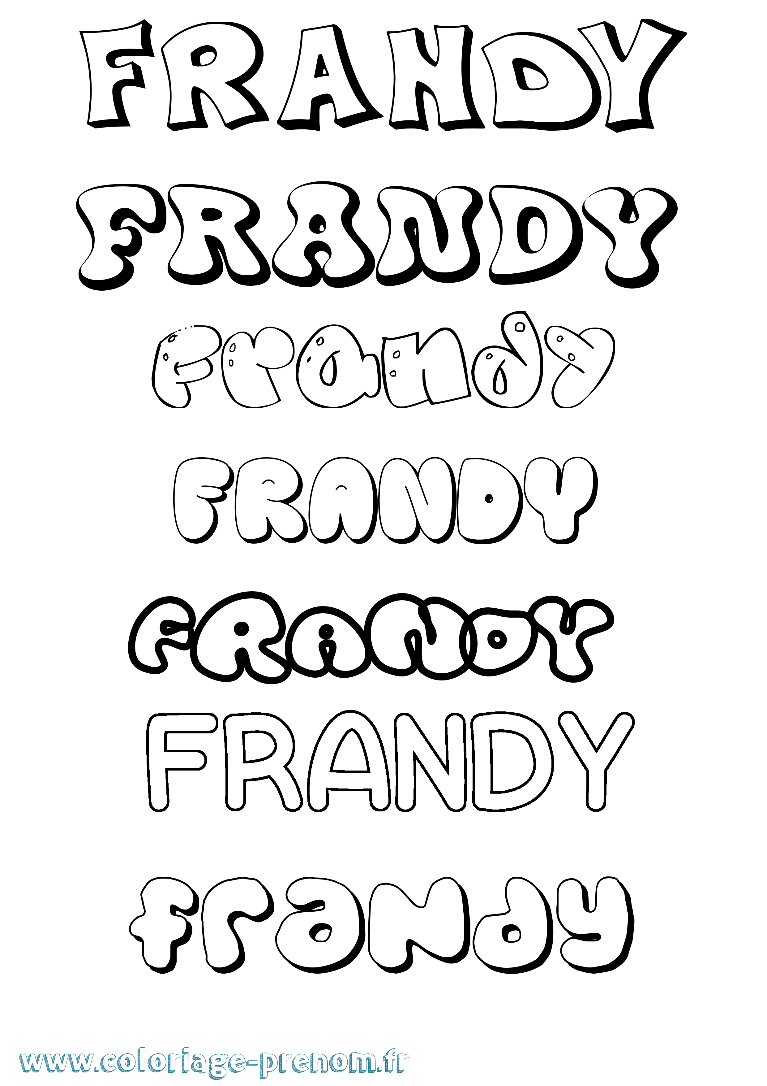 Coloriage Frandy Bubble Coloriage prénom Frandy Bubble