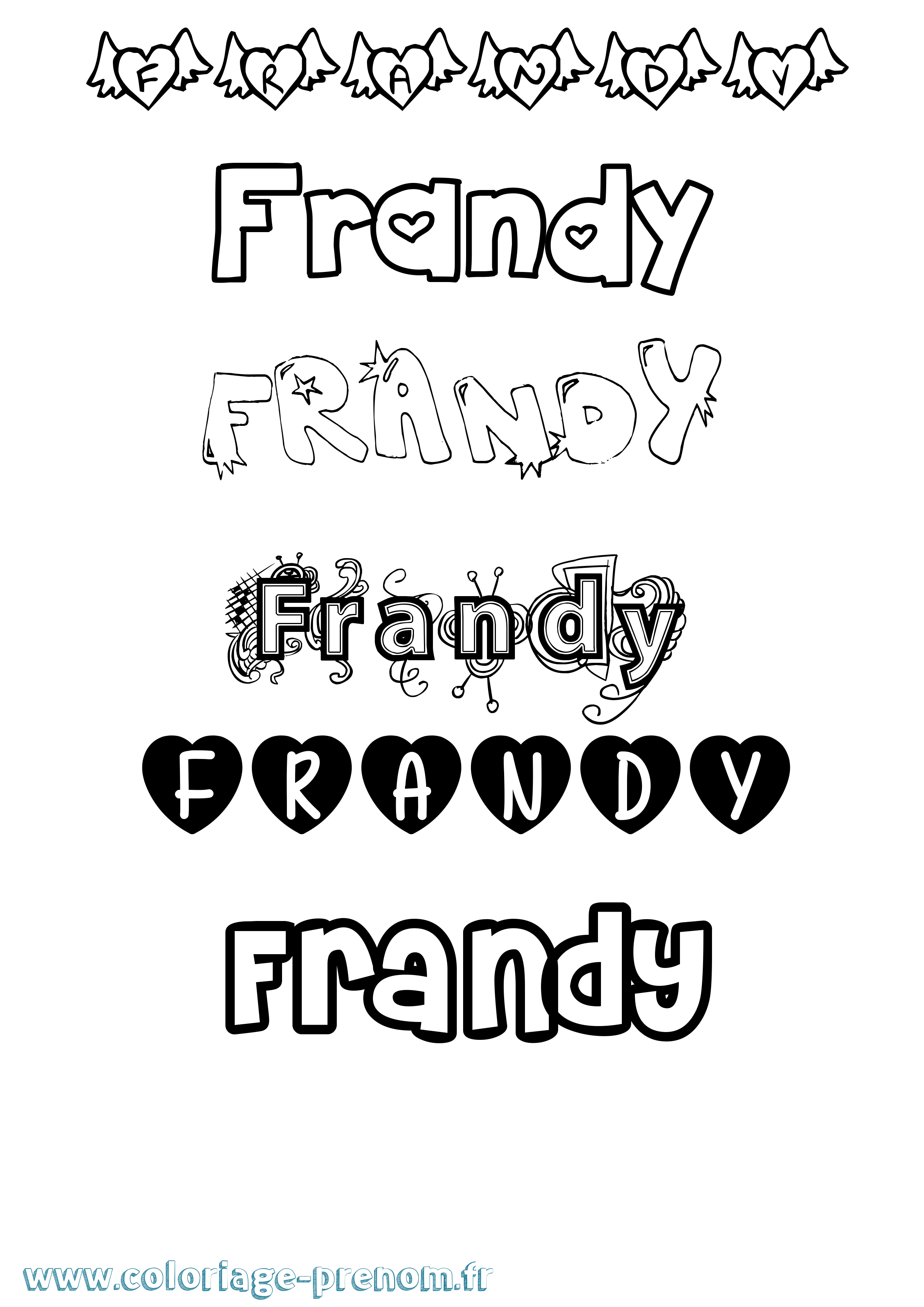 Coloriage Frandy Girly Coloriage prénom Frandy Girly