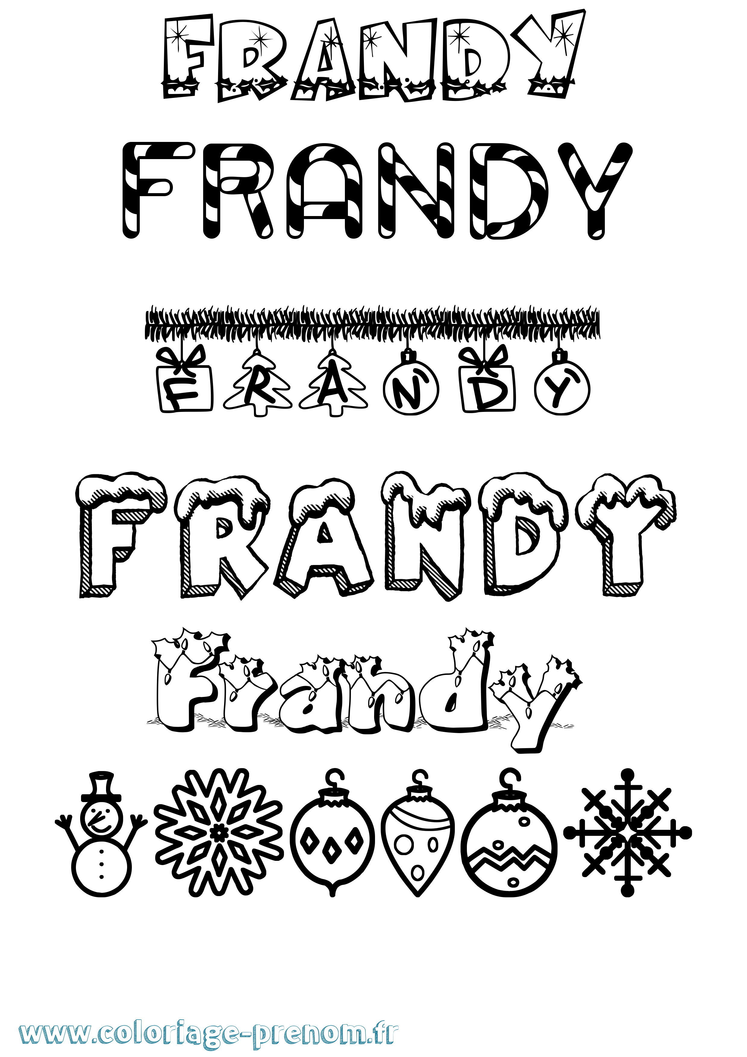 Coloriage Frandy Noël Coloriage prénom Frandy Noël
