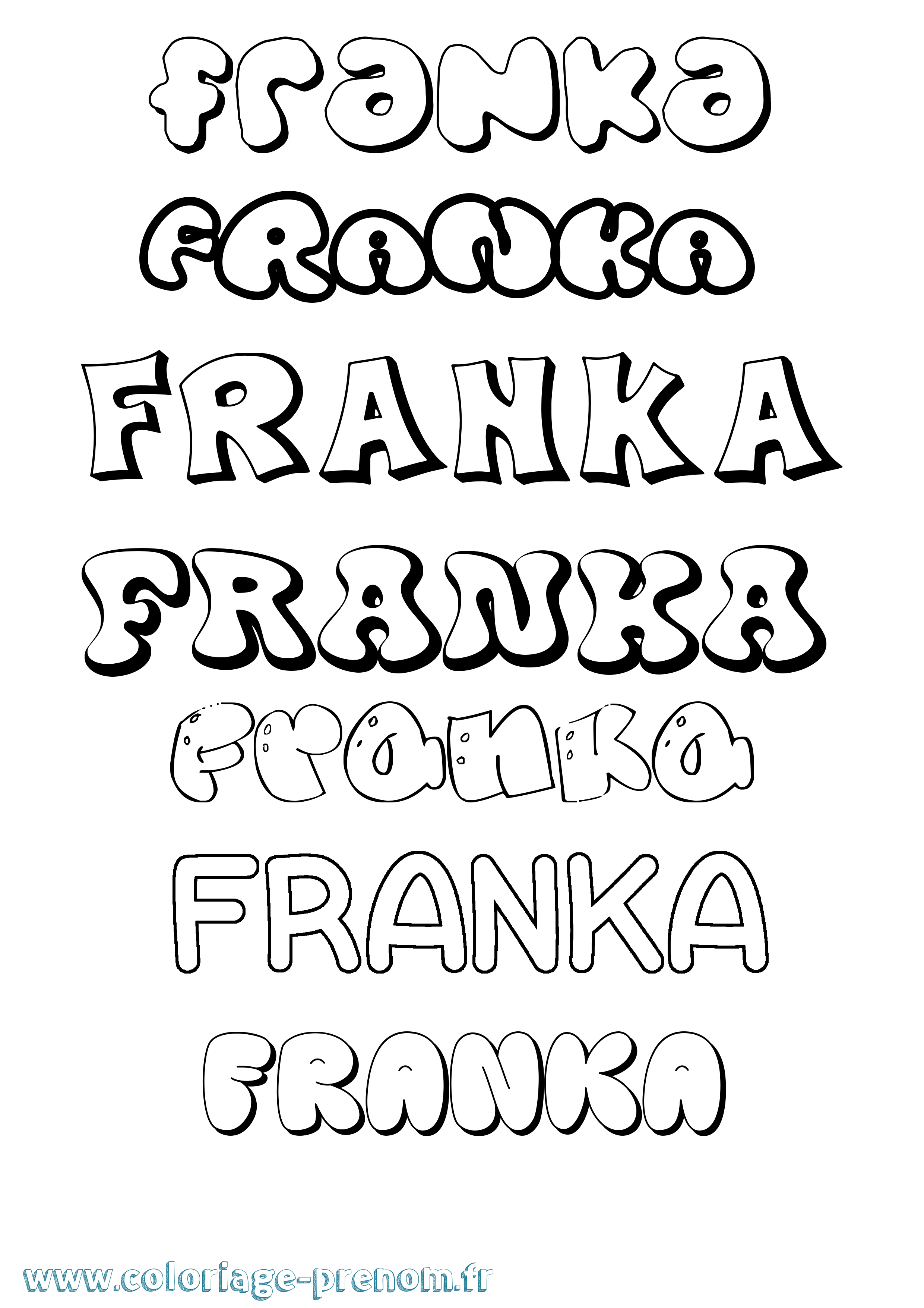 Coloriage Franka Bubble Coloriage prénom Franka Bubble