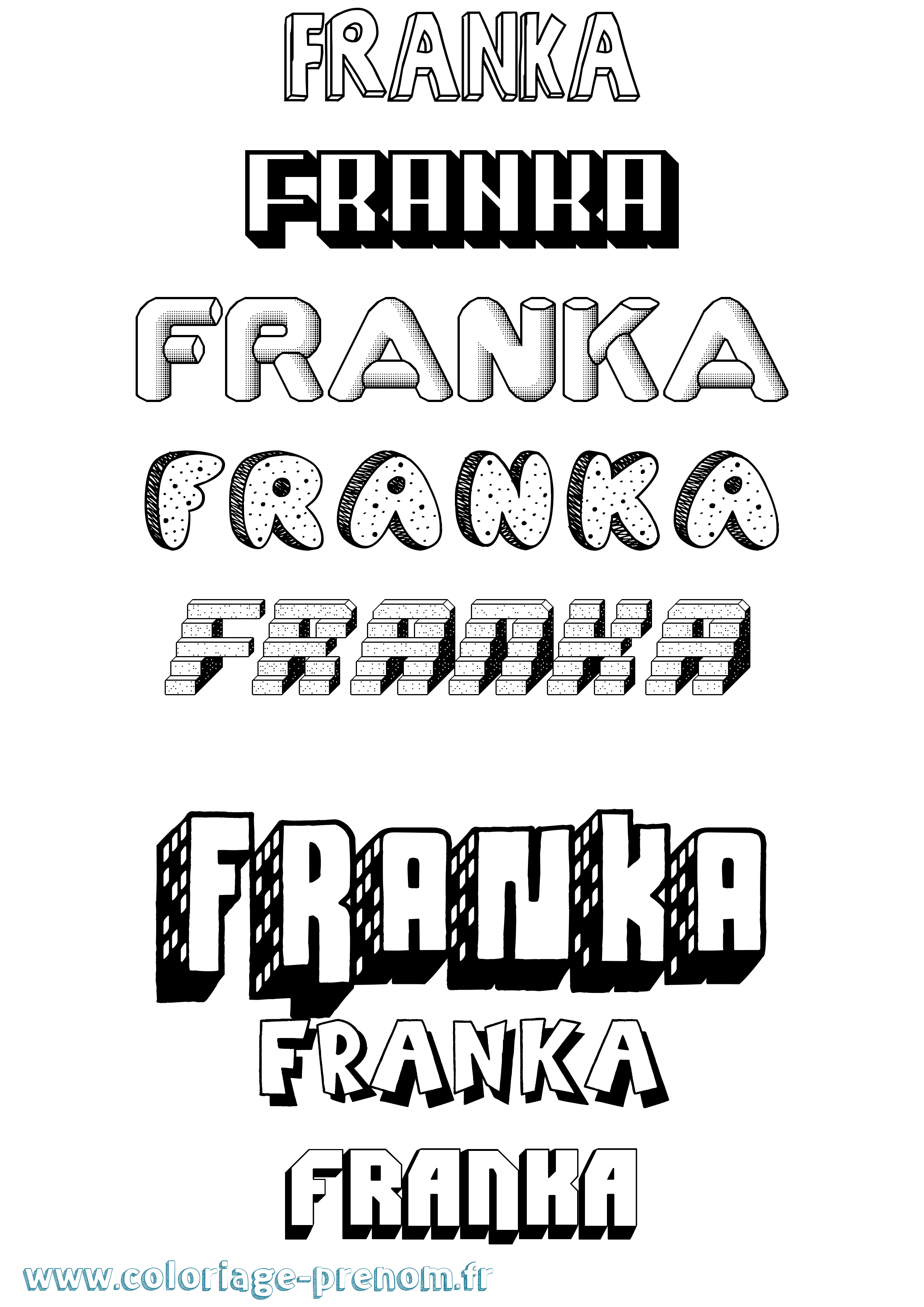 Coloriage Franka Effet 3D Coloriage prénom Franka Effet 3D
