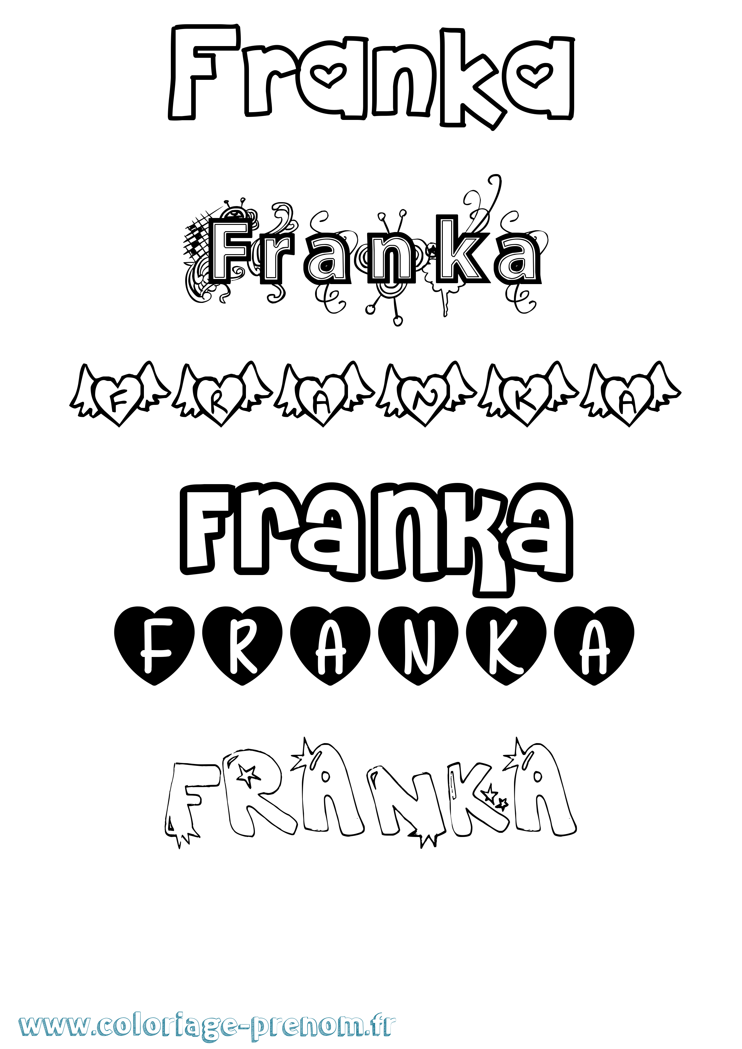 Coloriage Franka Girly Coloriage prénom Franka Girly