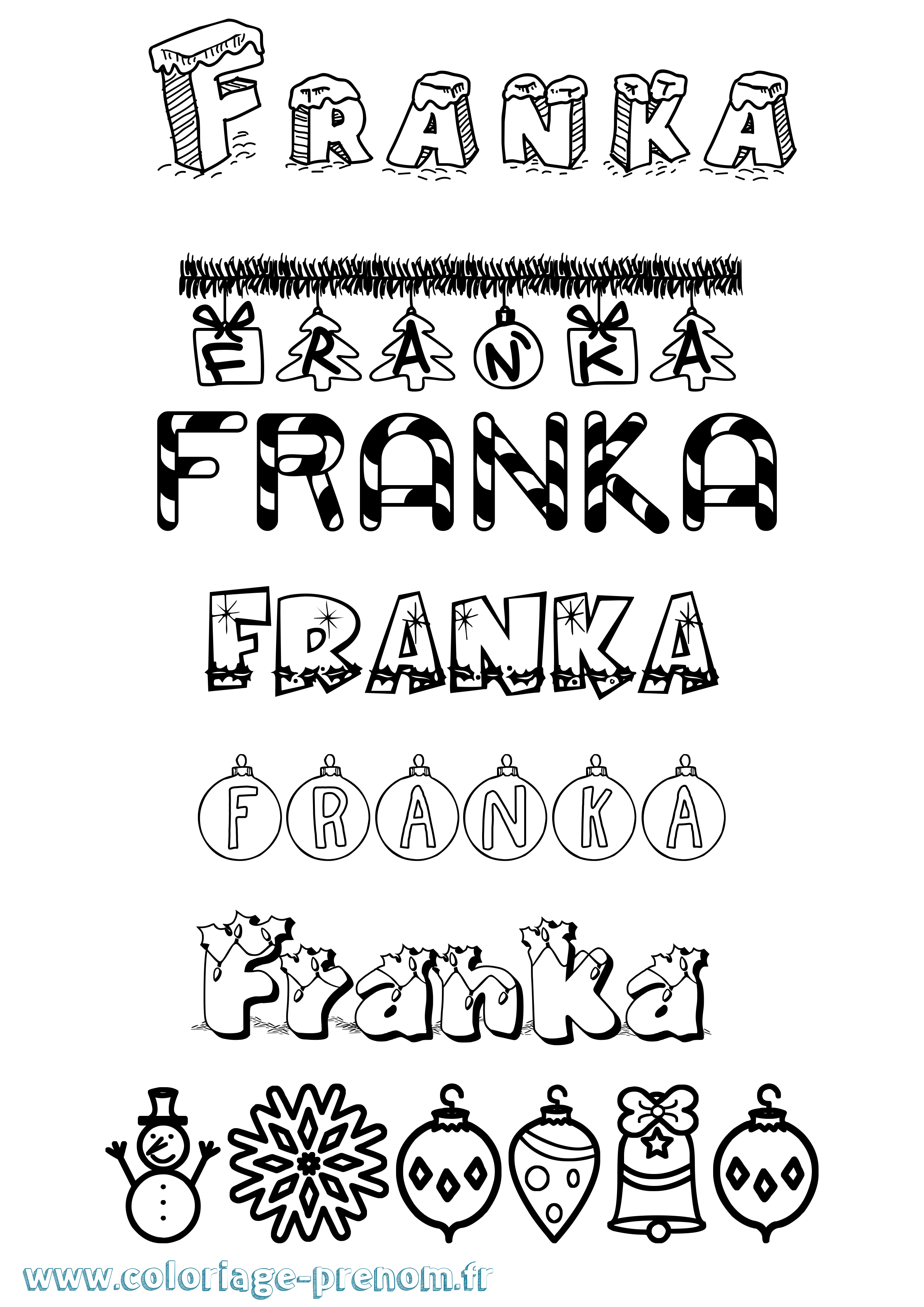 Coloriage Franka Noël Coloriage prénom Franka Noël