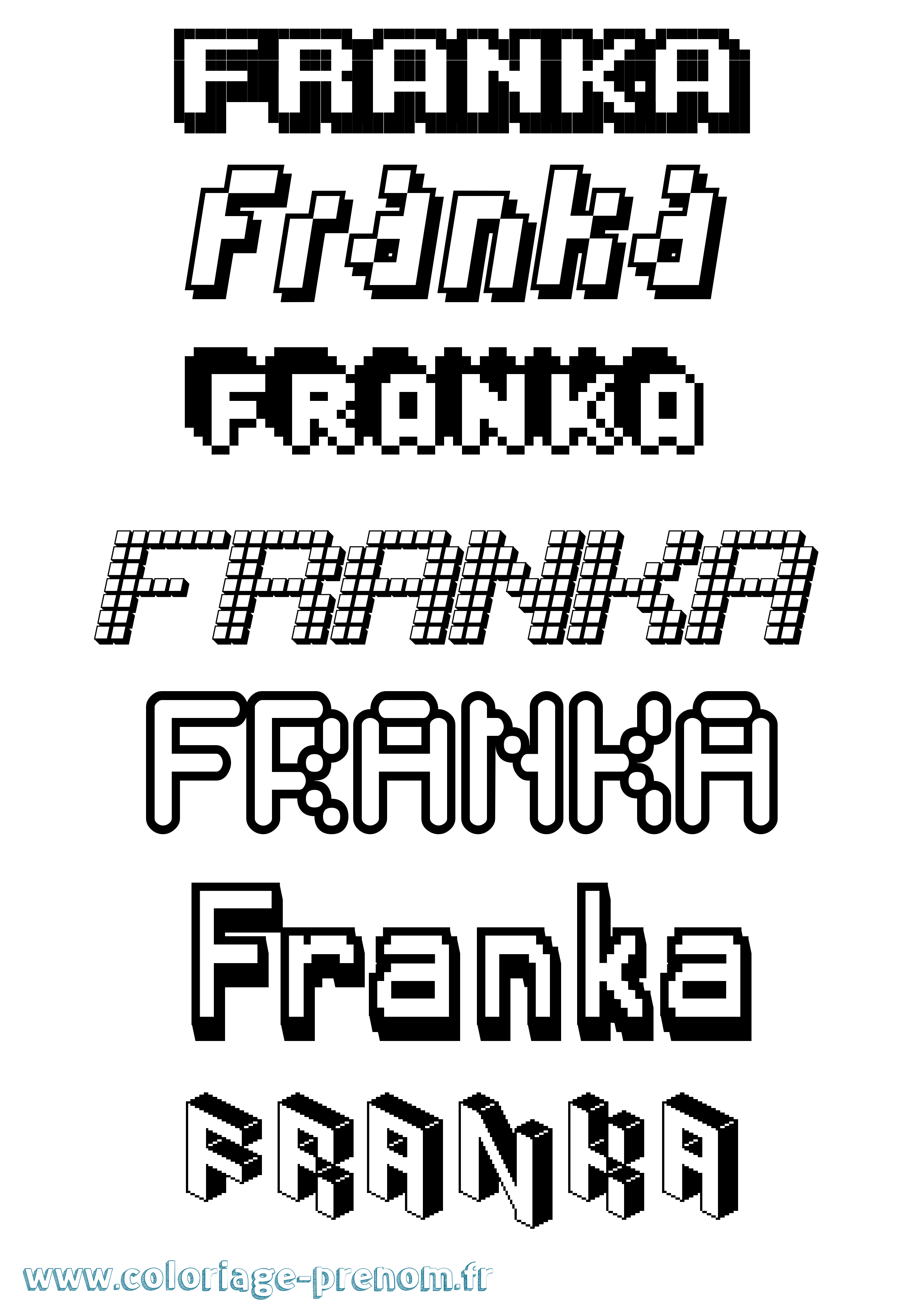 Coloriage Franka Pixel Coloriage prénom Franka Pixel
