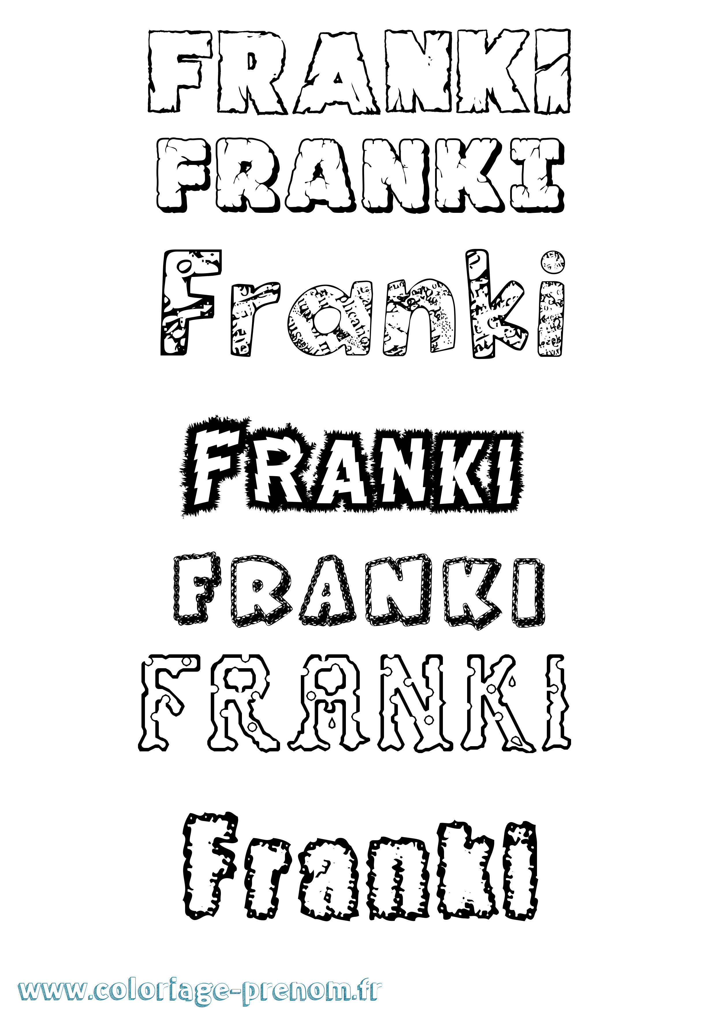 Coloriage Franki Destructuré Coloriage prénom Franki Destructuré