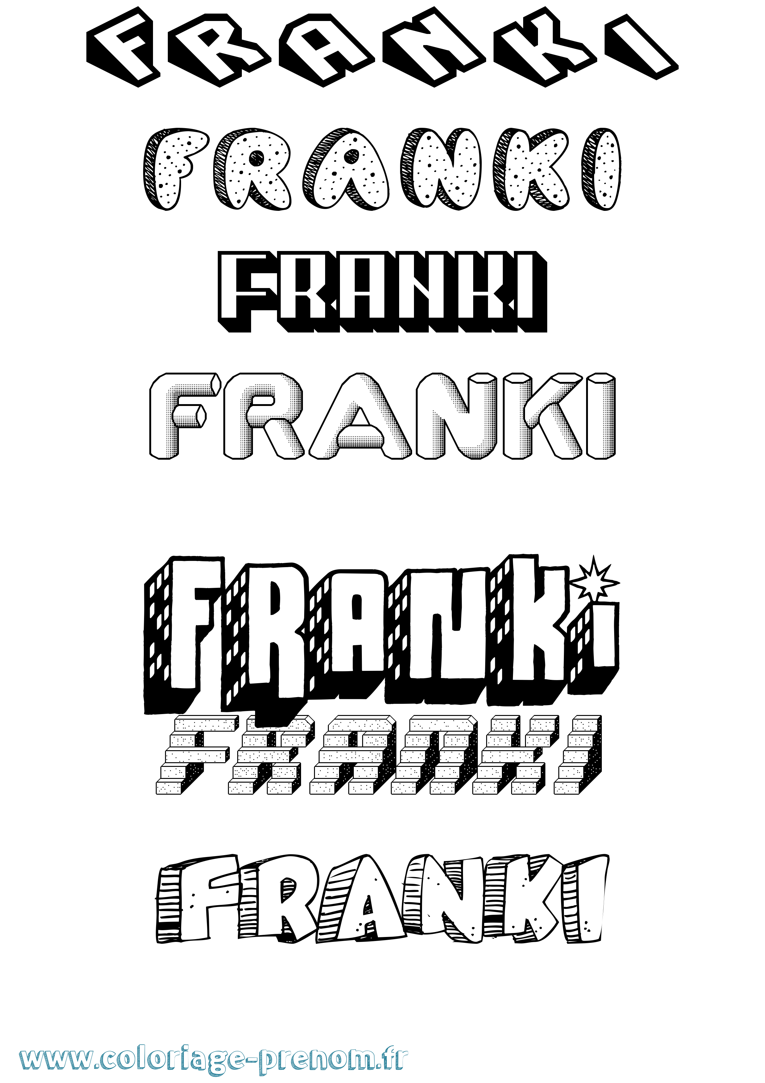 Coloriage Franki Effet 3D Coloriage prénom Franki Effet 3D