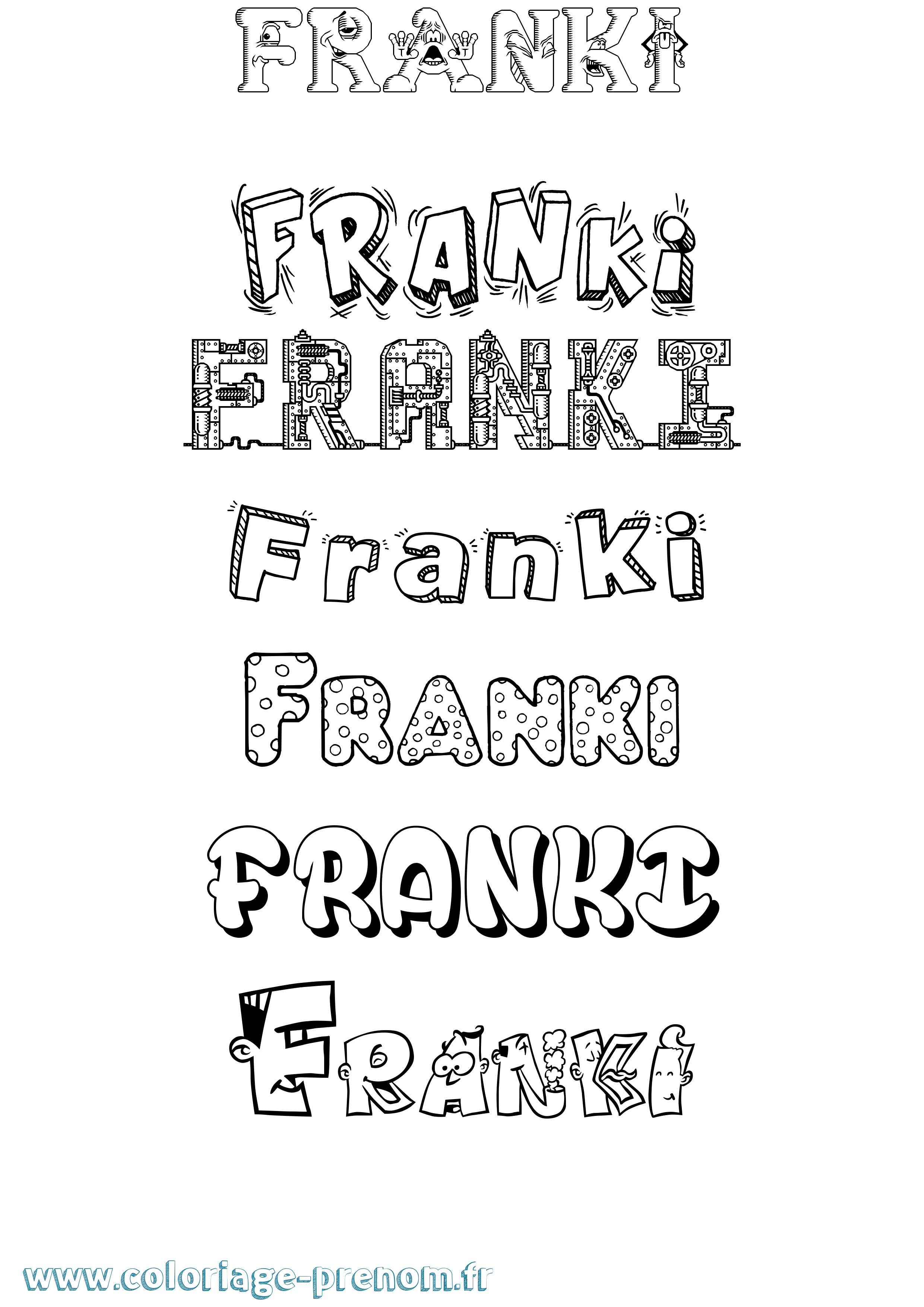 Coloriage Franki Fun Coloriage prénom Franki Fun