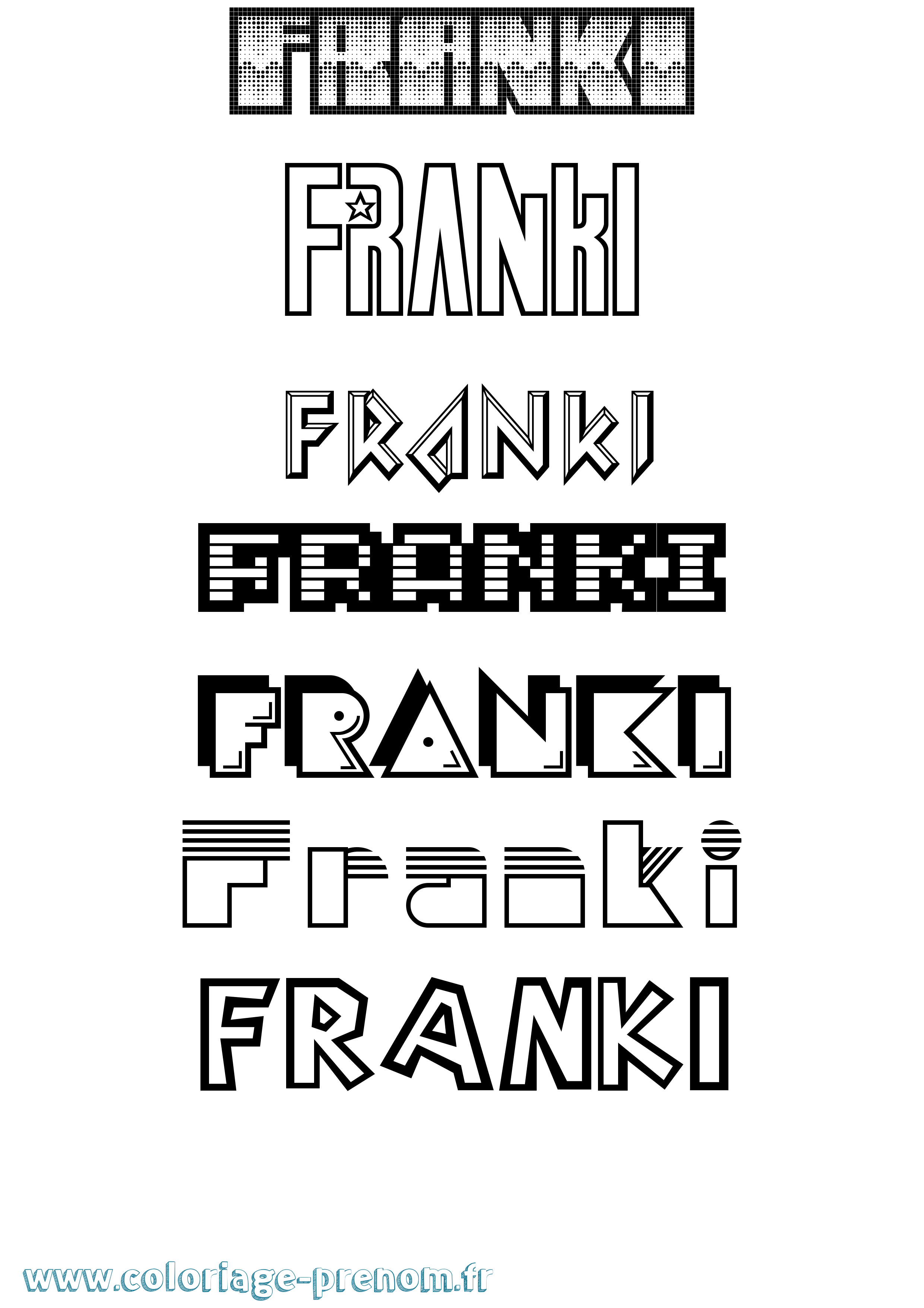 Coloriage Franki Jeux Vidéos Coloriage prénom Franki Jeux Vidéos