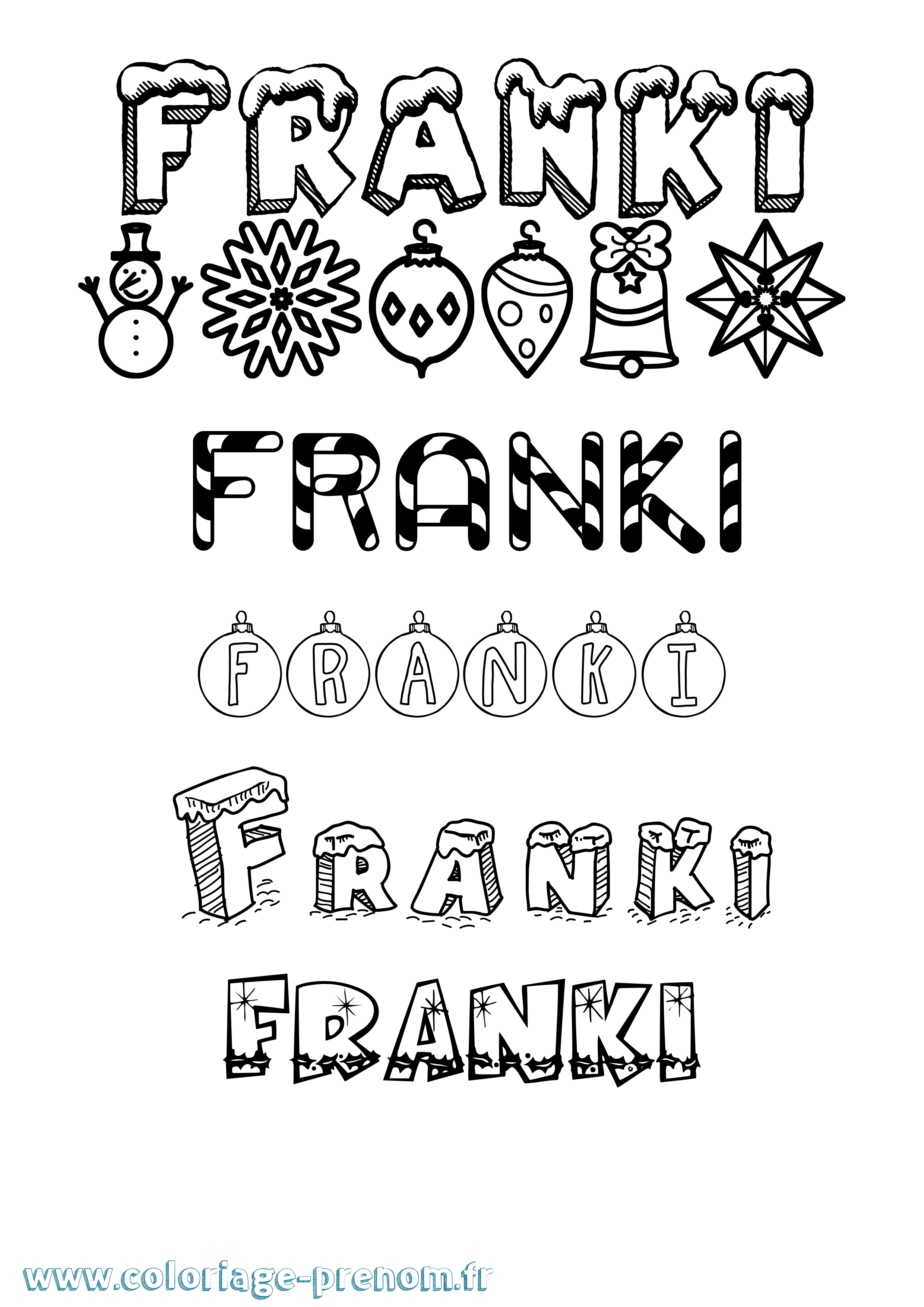 Coloriage Franki Noël Coloriage prénom Franki Noël