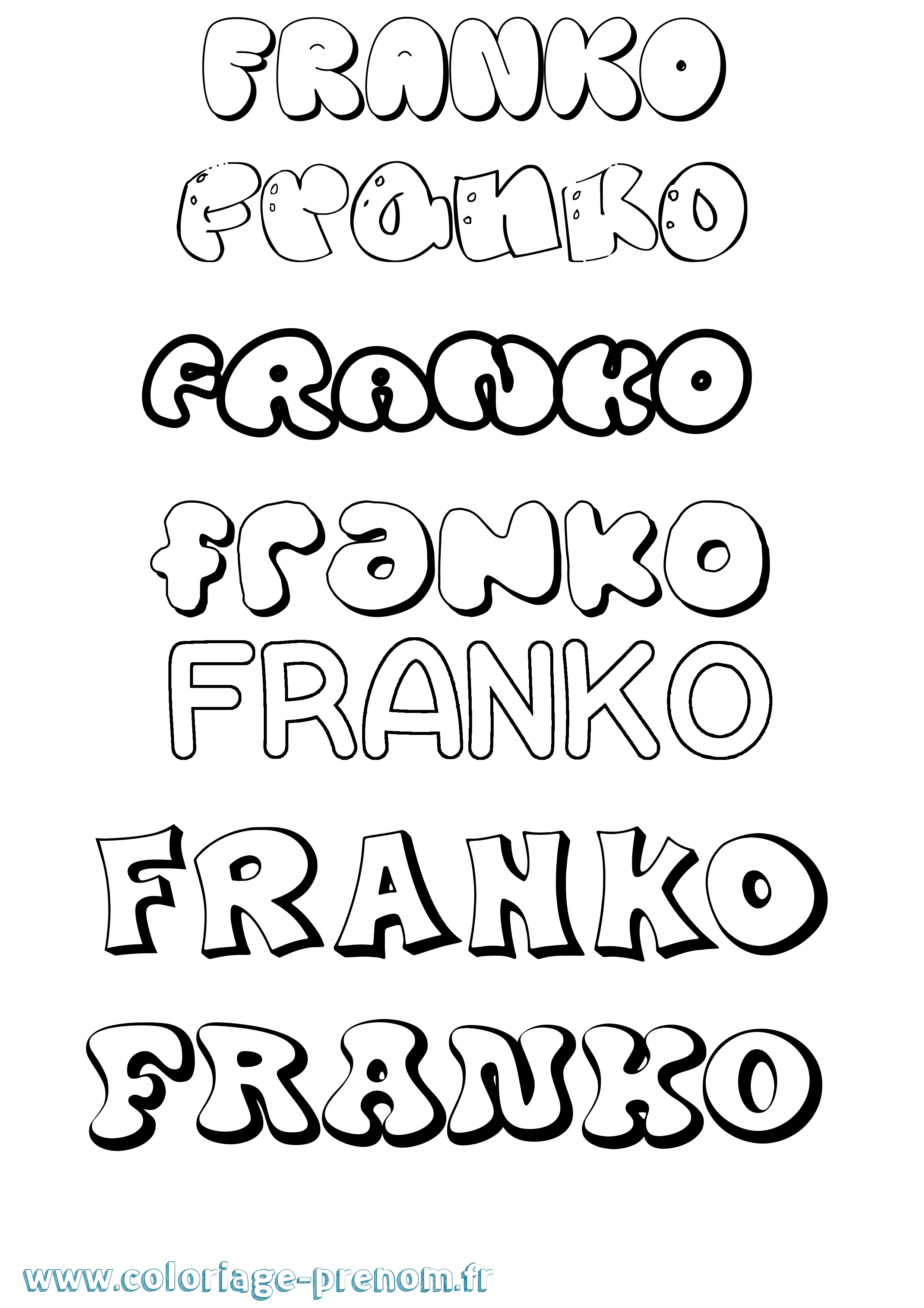 Coloriage Franko Bubble Coloriage prénom Franko Bubble
