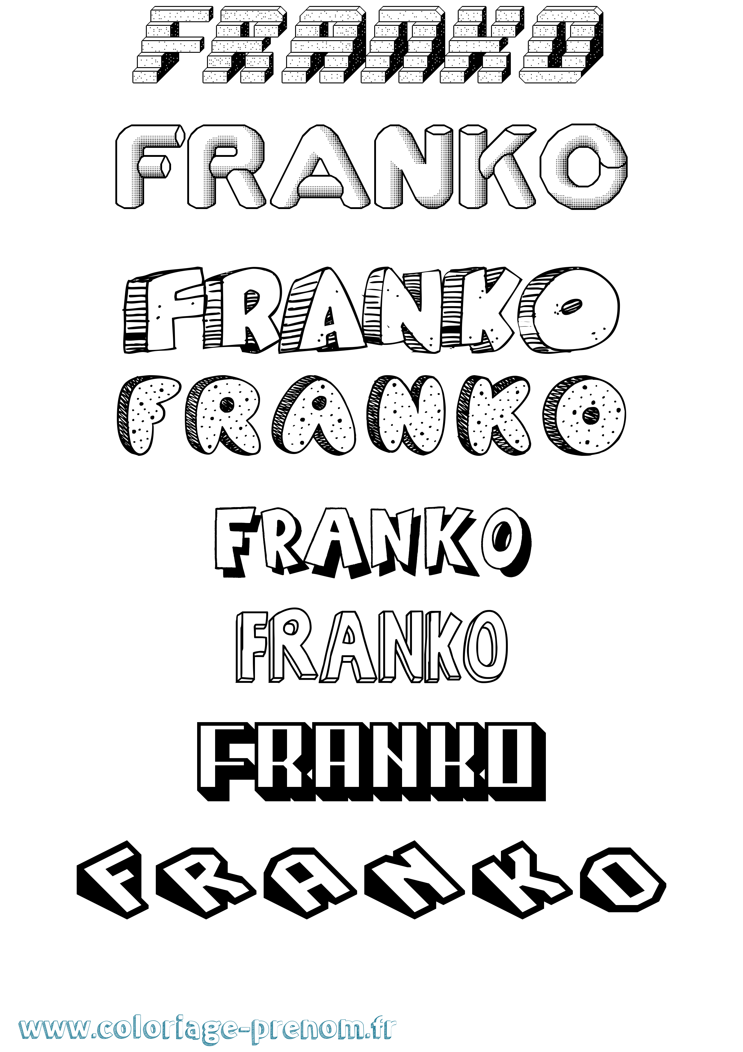 Coloriage Franko Effet 3D Coloriage prénom Franko Effet 3D