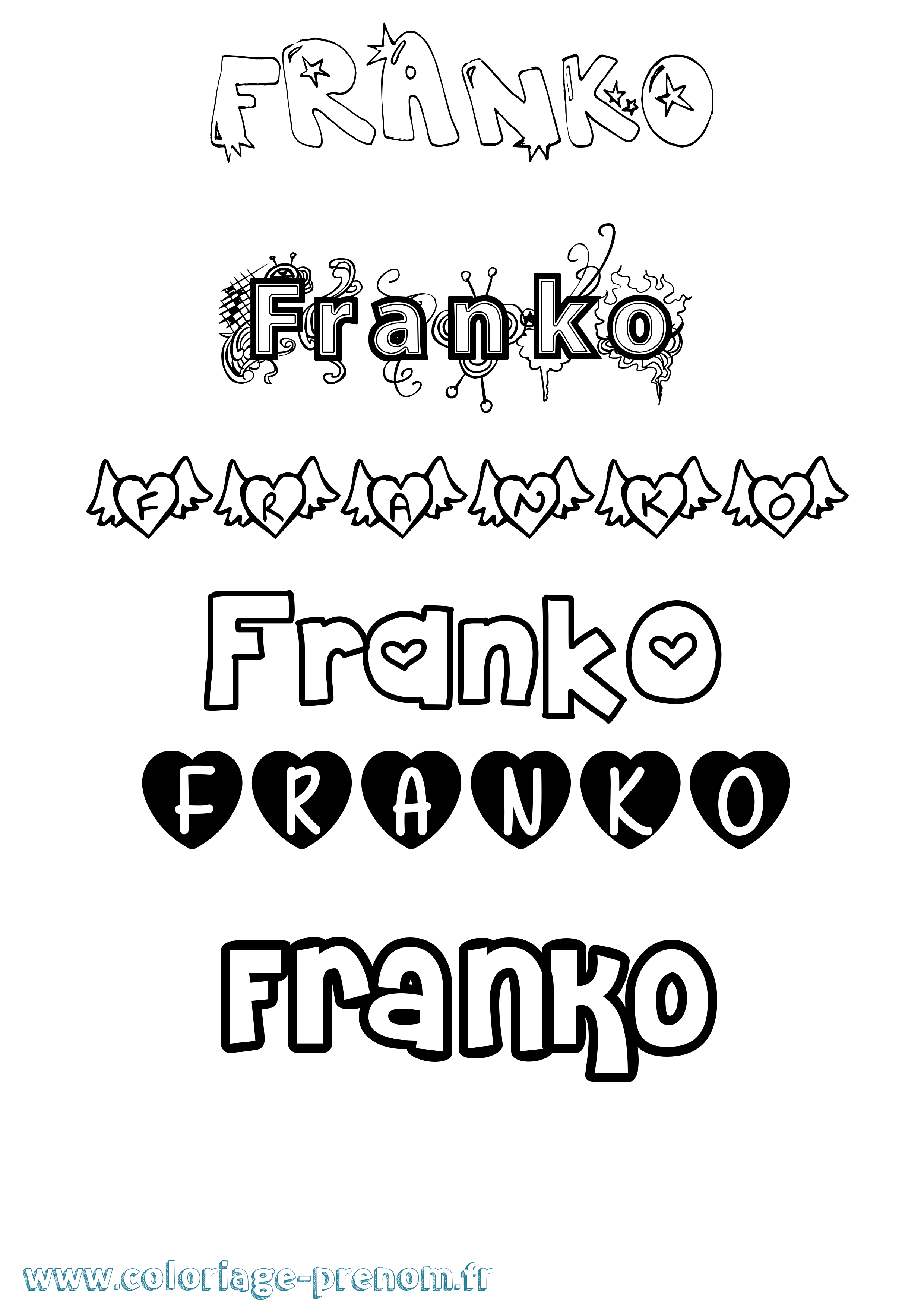 Coloriage Franko Girly Coloriage prénom Franko Girly