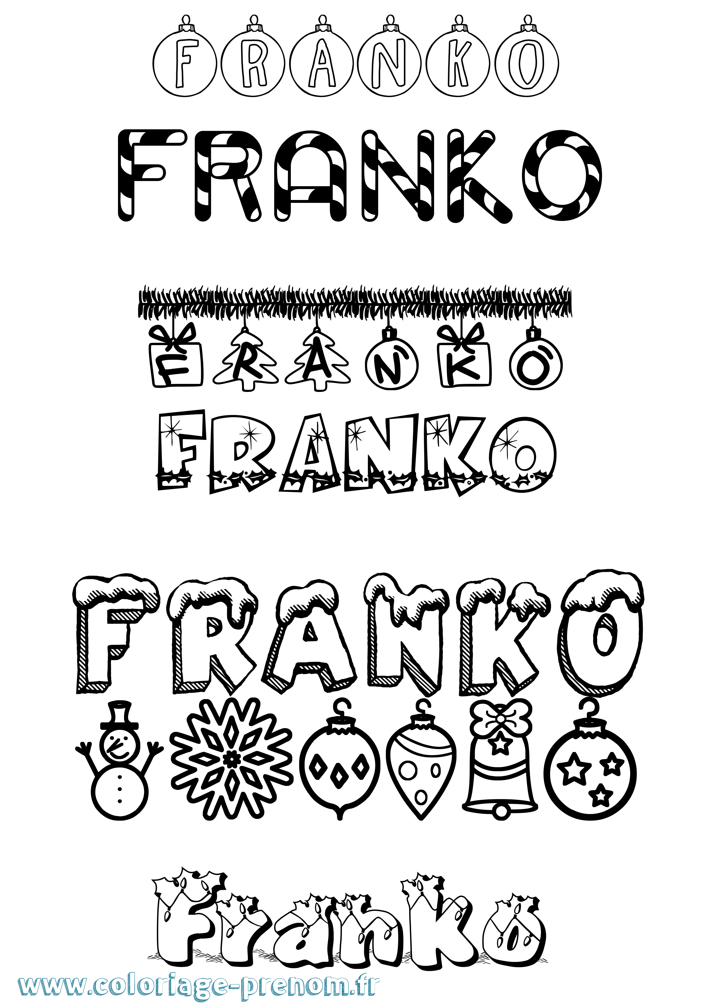 Coloriage Franko Noël Coloriage prénom Franko Noël