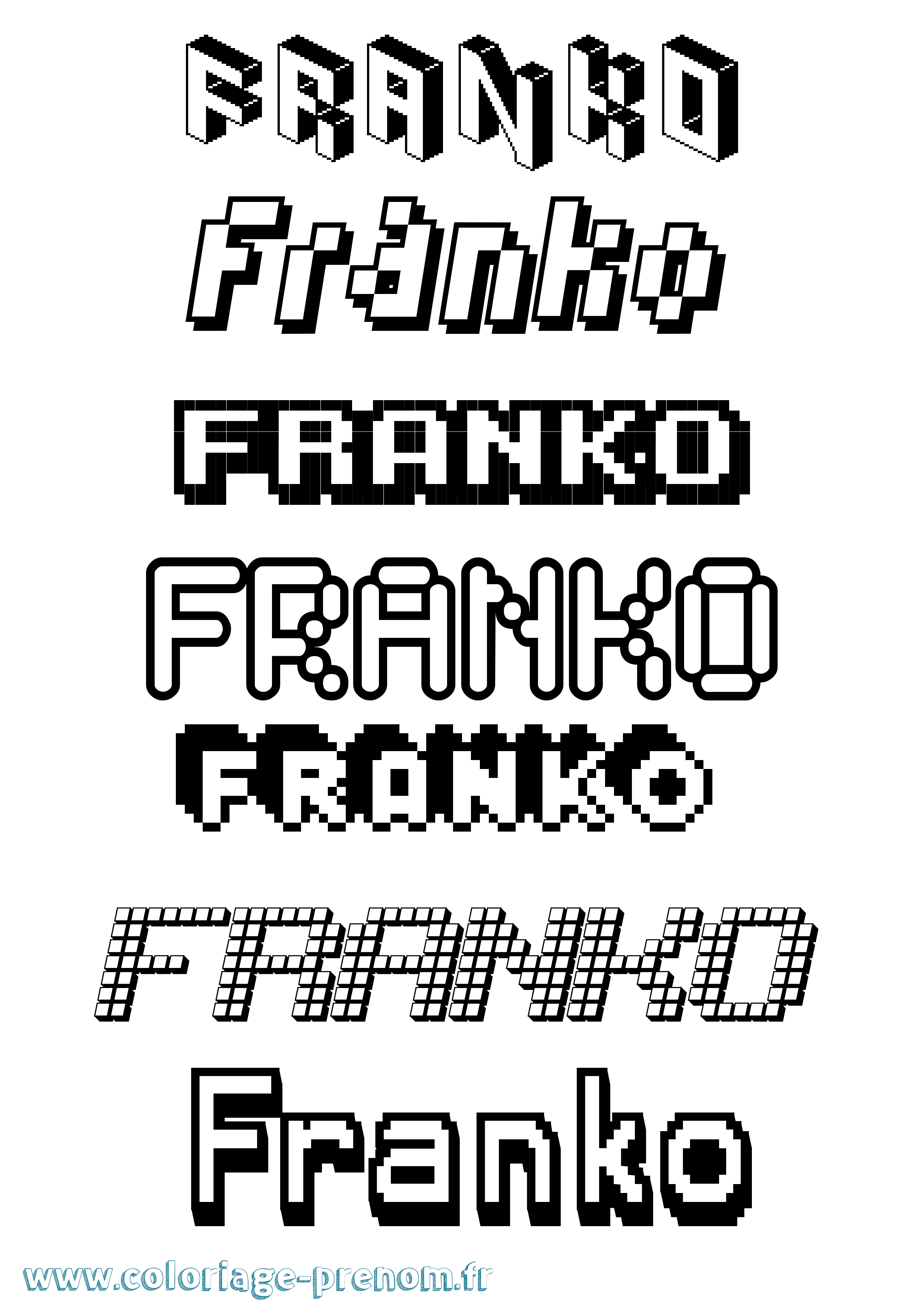Coloriage Franko Pixel Coloriage prénom Franko Pixel
