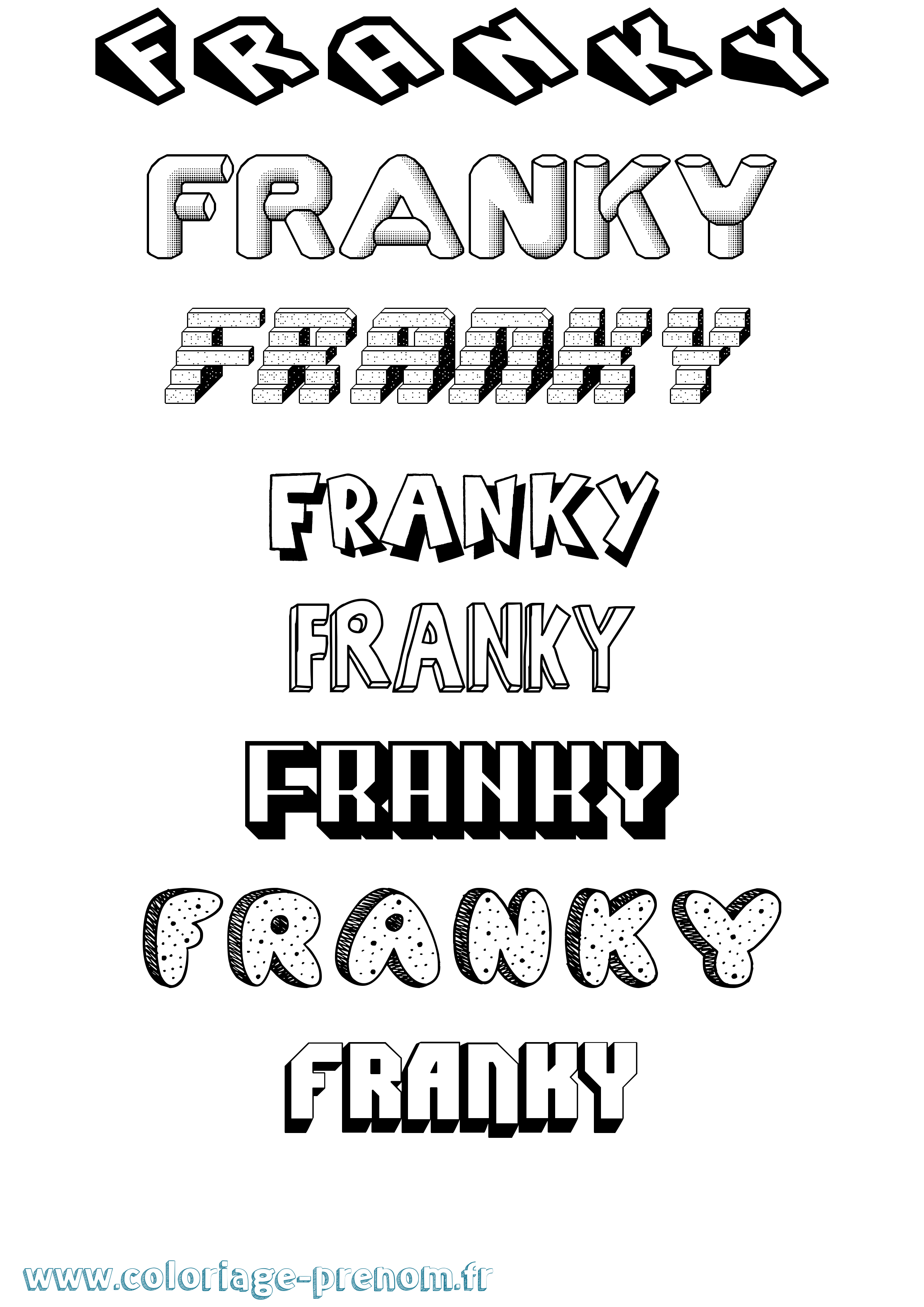 Coloriage Franky Effet 3D Coloriage prénom Franky Effet 3D