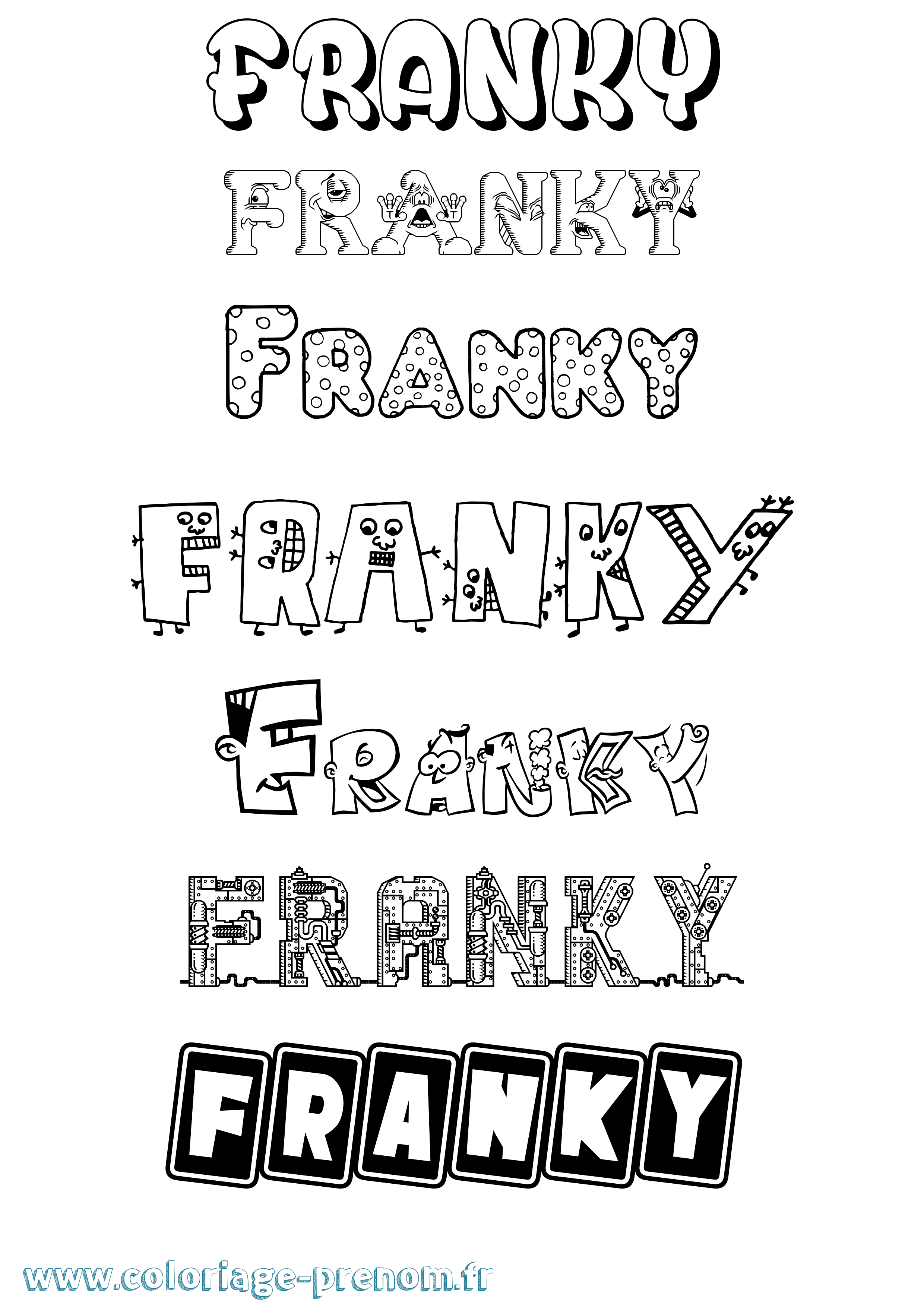 Coloriage Franky Fun Coloriage prénom Franky Fun