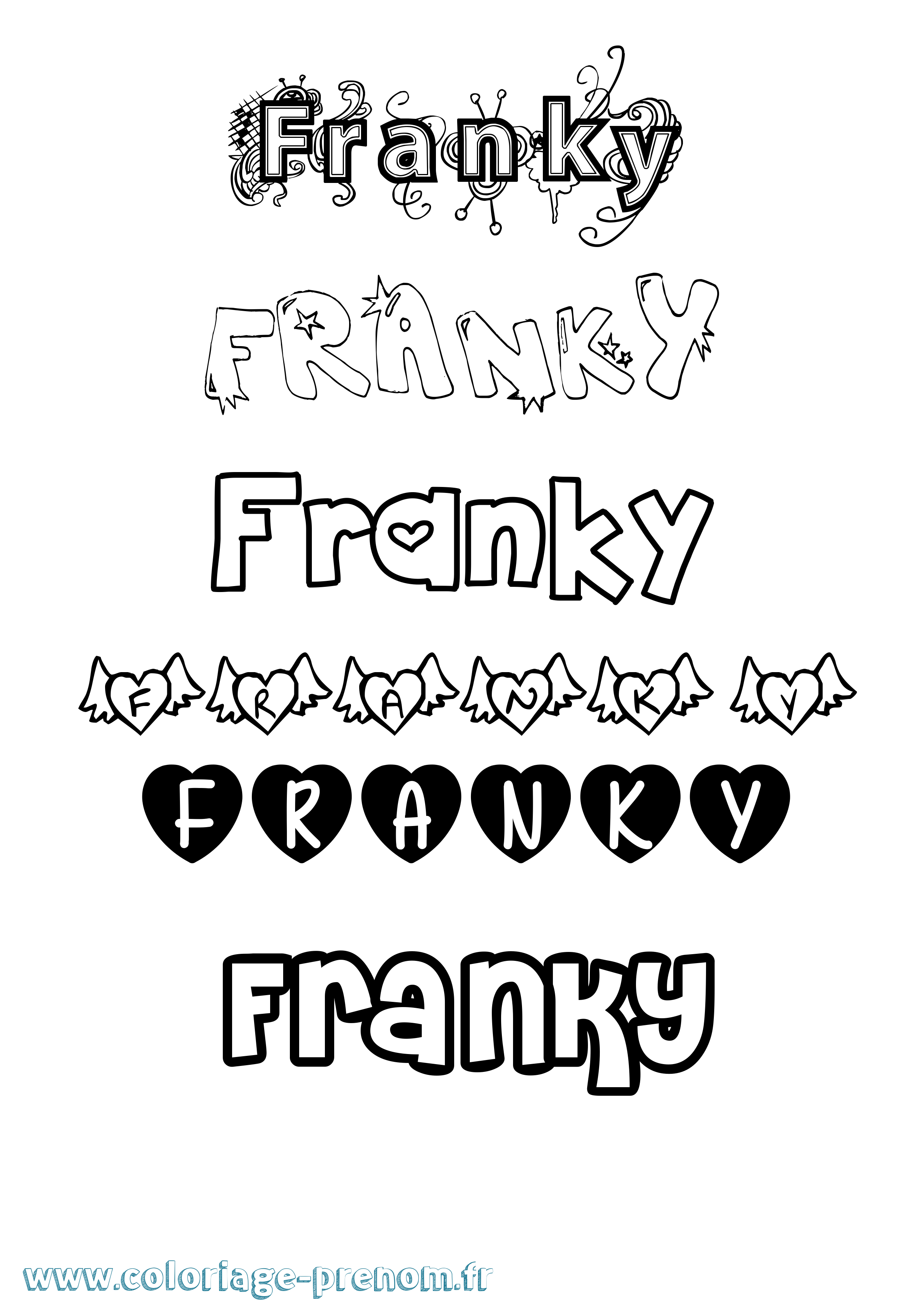 Coloriage Franky Girly Coloriage prénom Franky Girly
