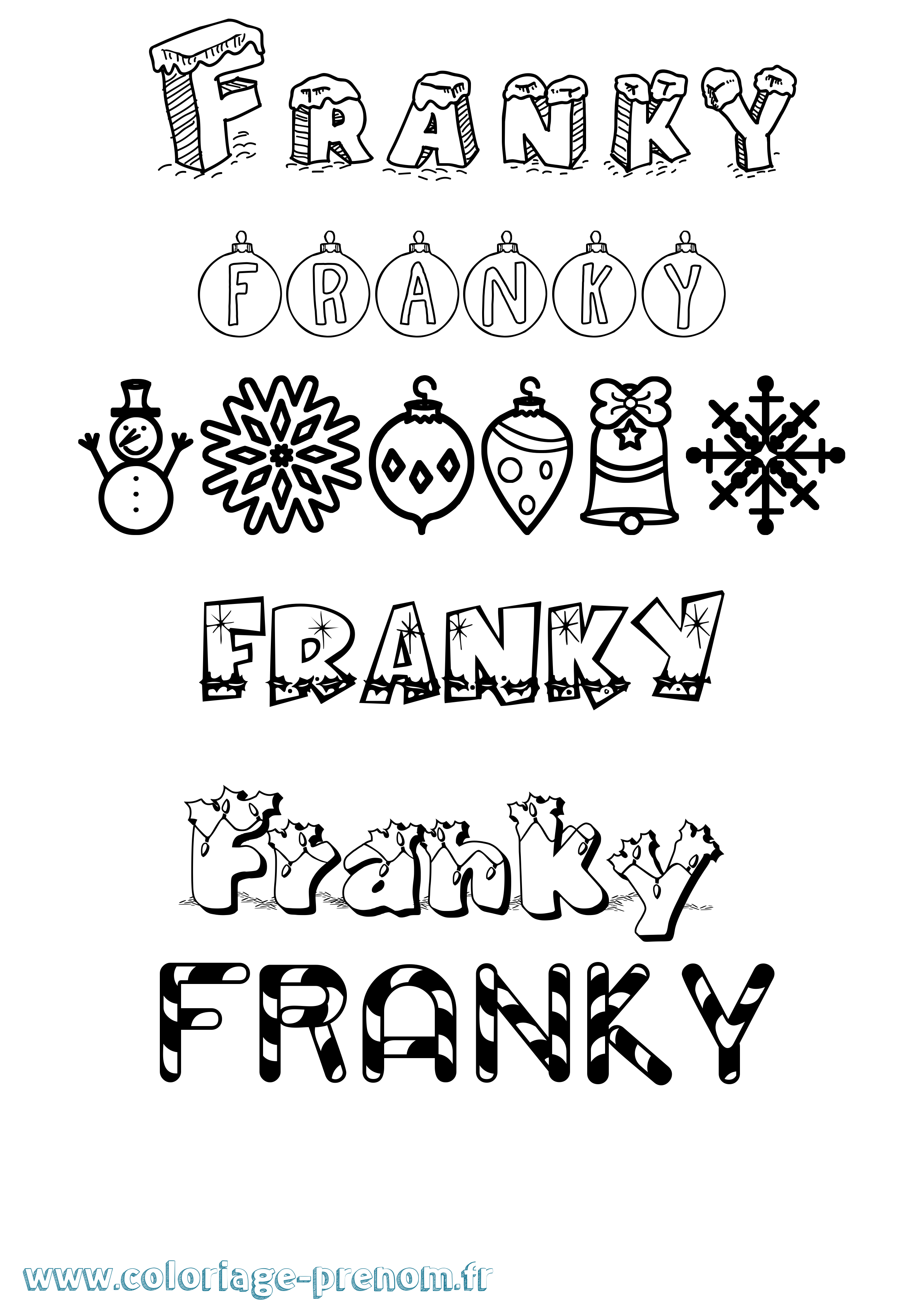 Coloriage Franky Noël Coloriage prénom Franky Noël