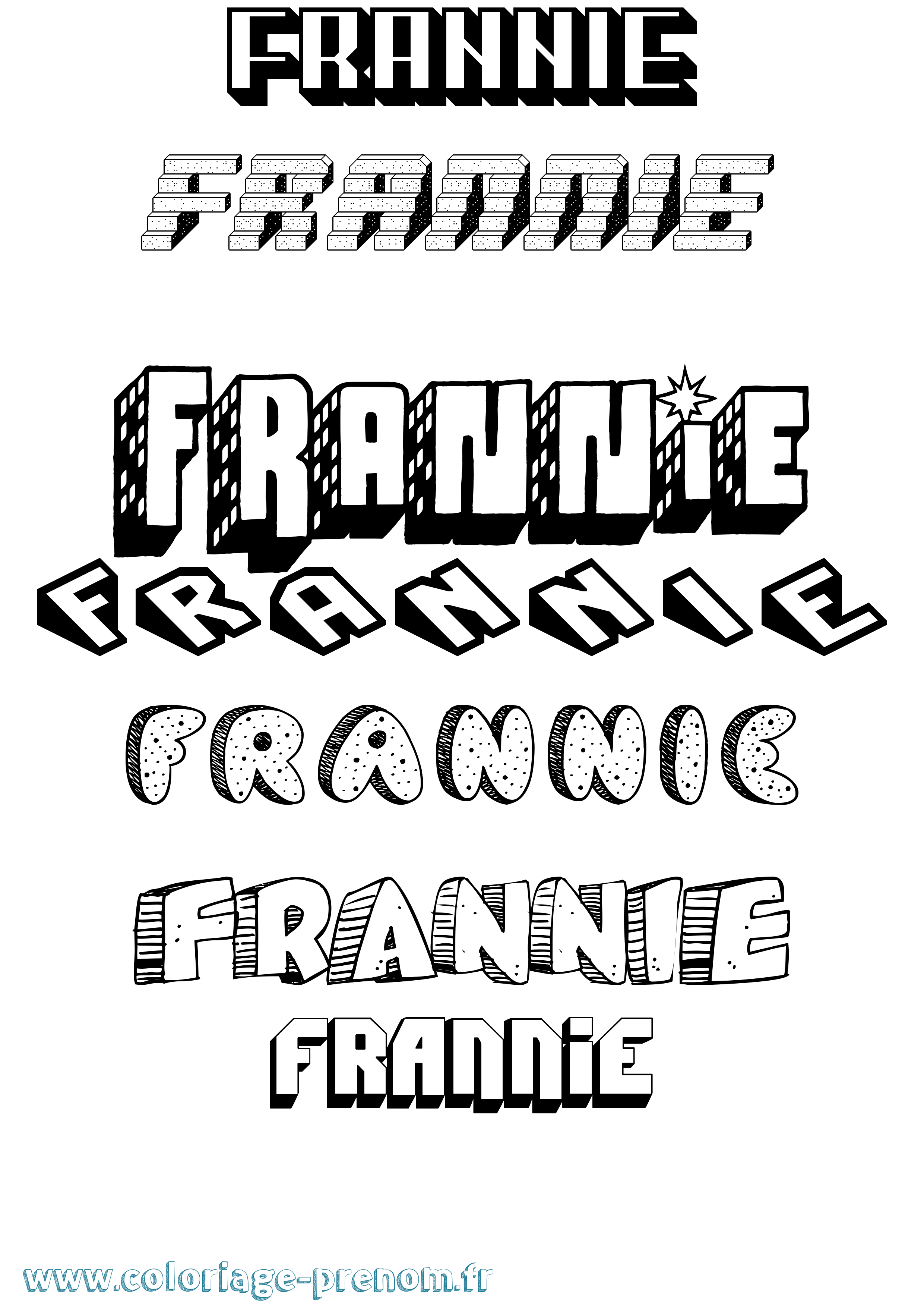 Coloriage Frannie Effet 3D Coloriage prénom Frannie Effet 3D