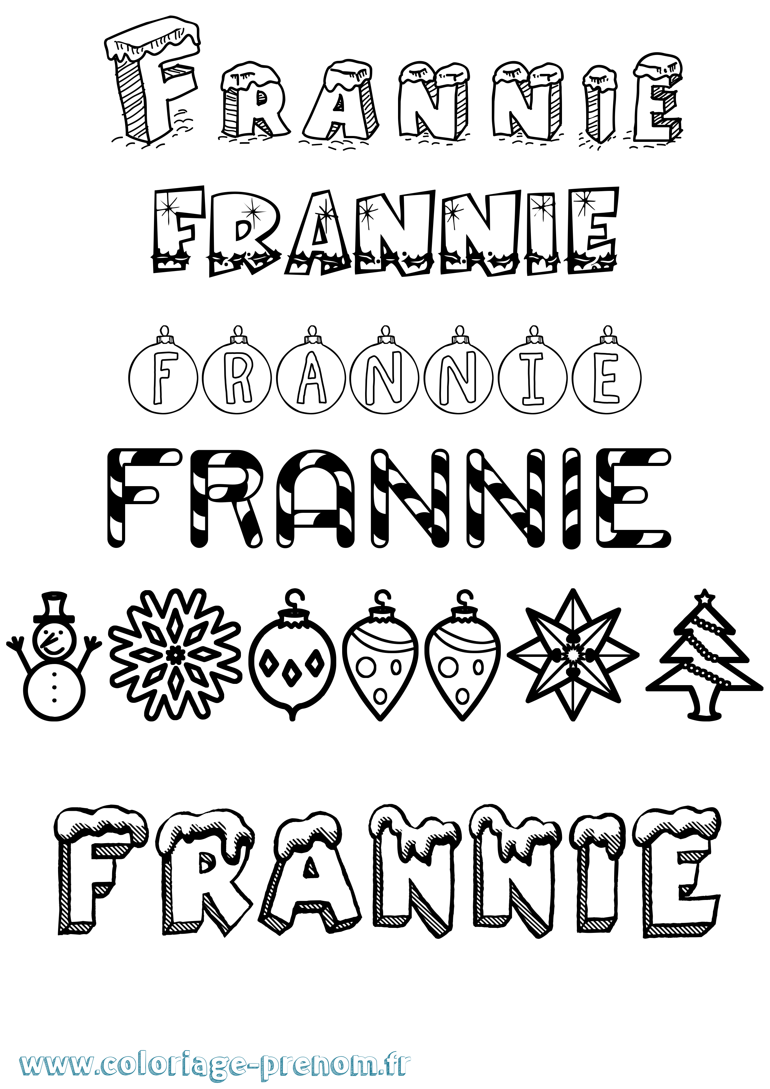 Coloriage Frannie Noël Coloriage prénom Frannie Noël