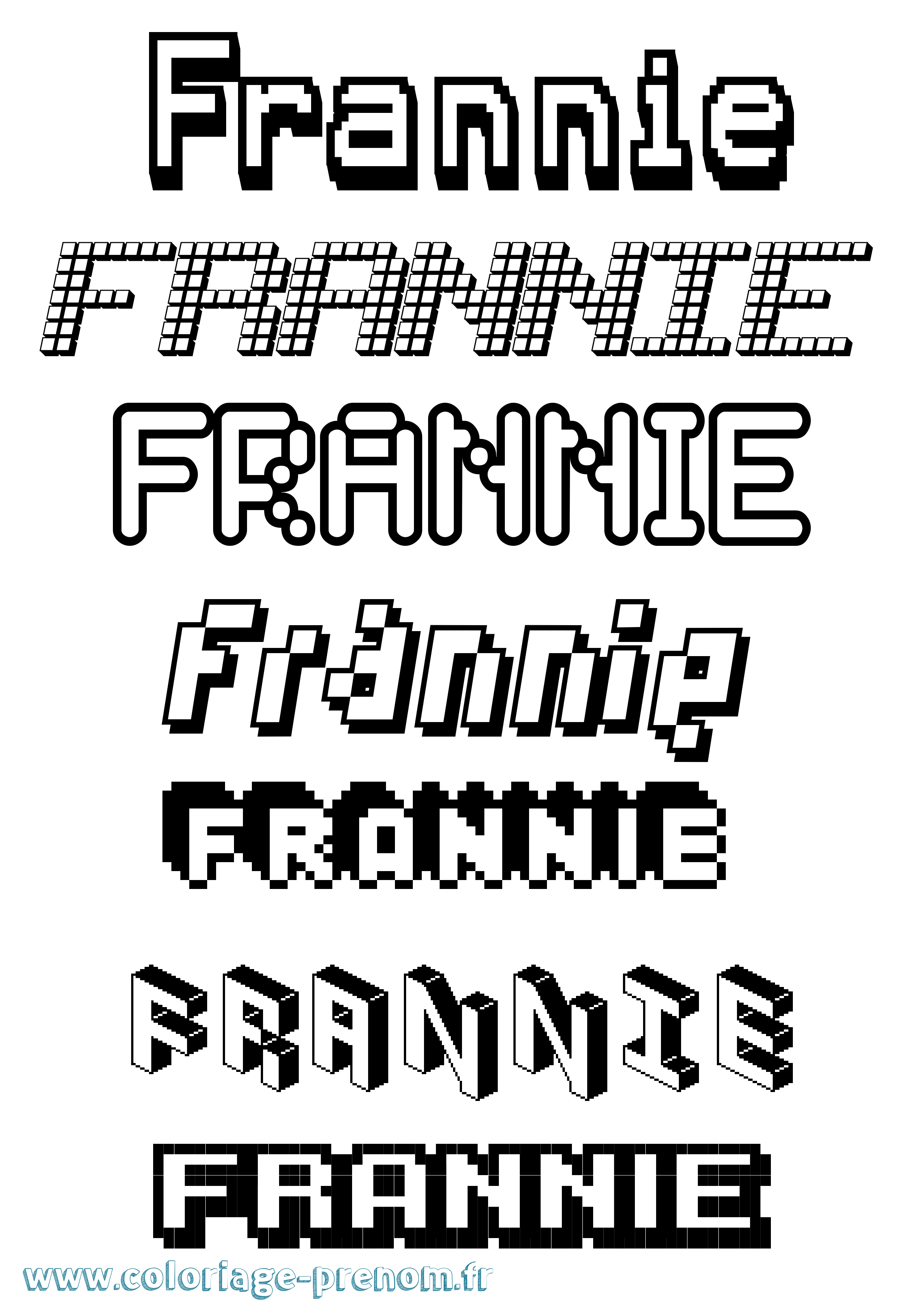Coloriage Frannie Pixel Coloriage prénom Frannie Pixel