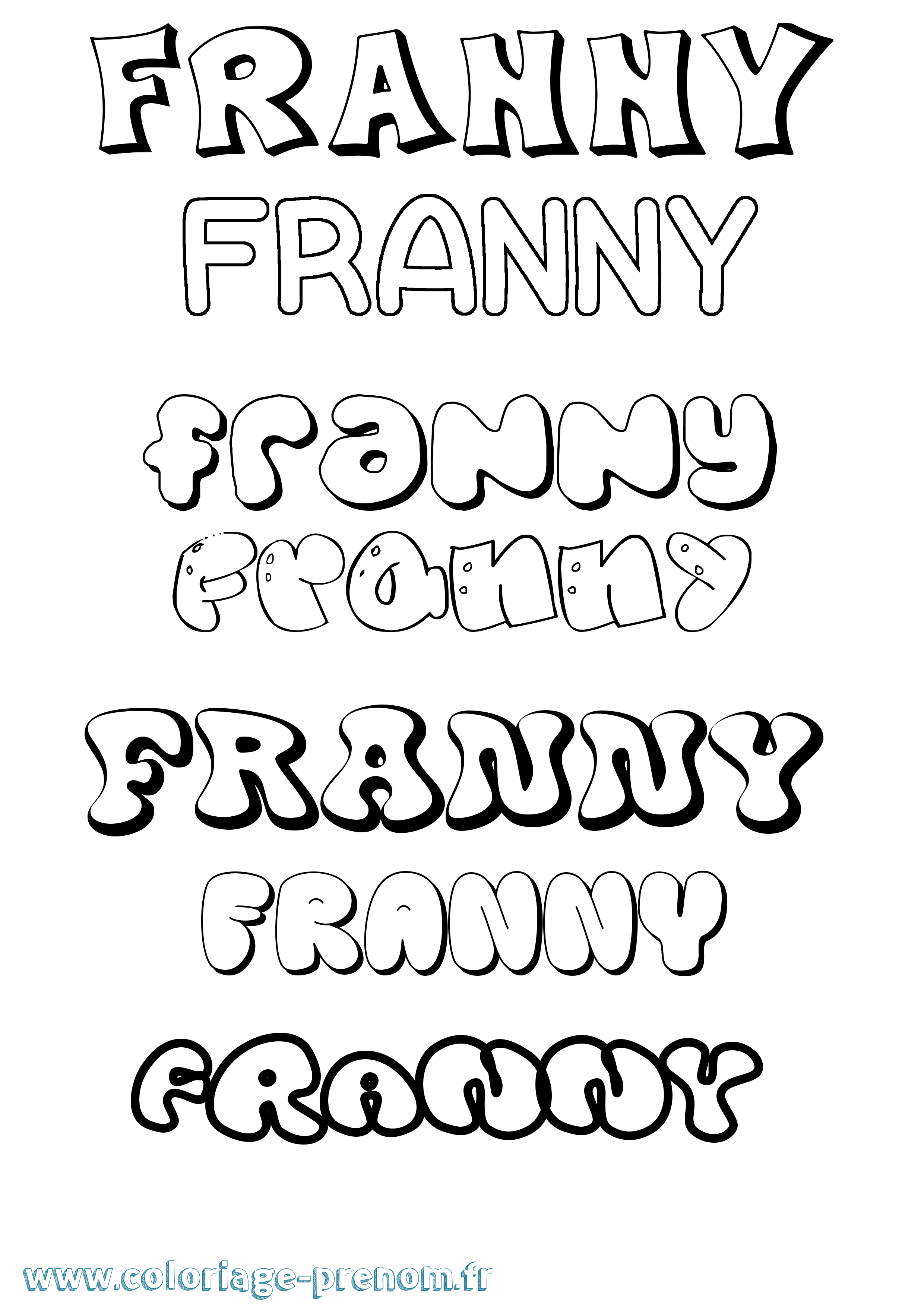 Coloriage Franny Bubble Coloriage prénom Franny Bubble