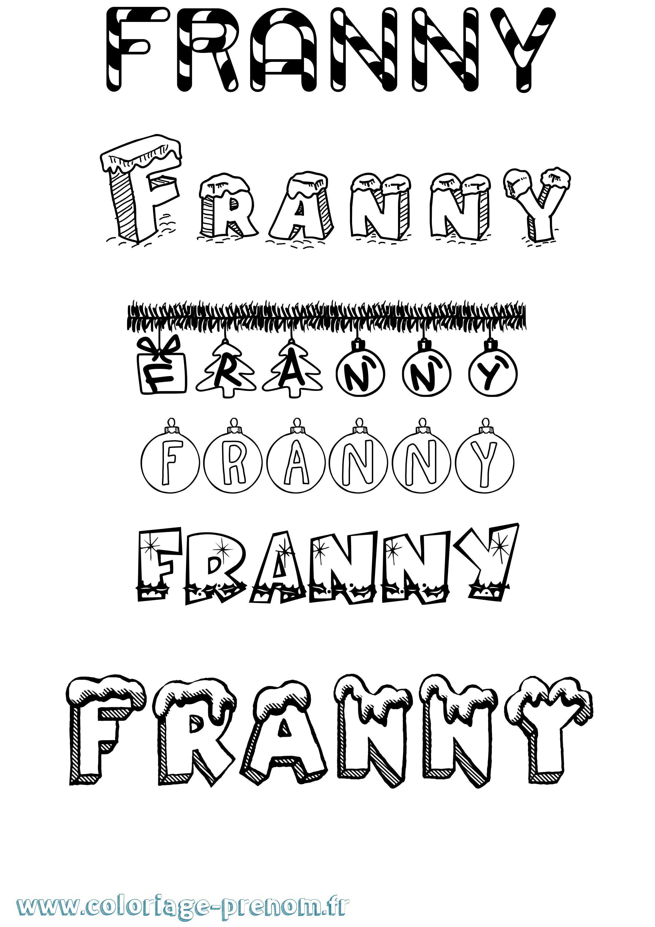 Coloriage Franny Noël Coloriage prénom Franny Noël