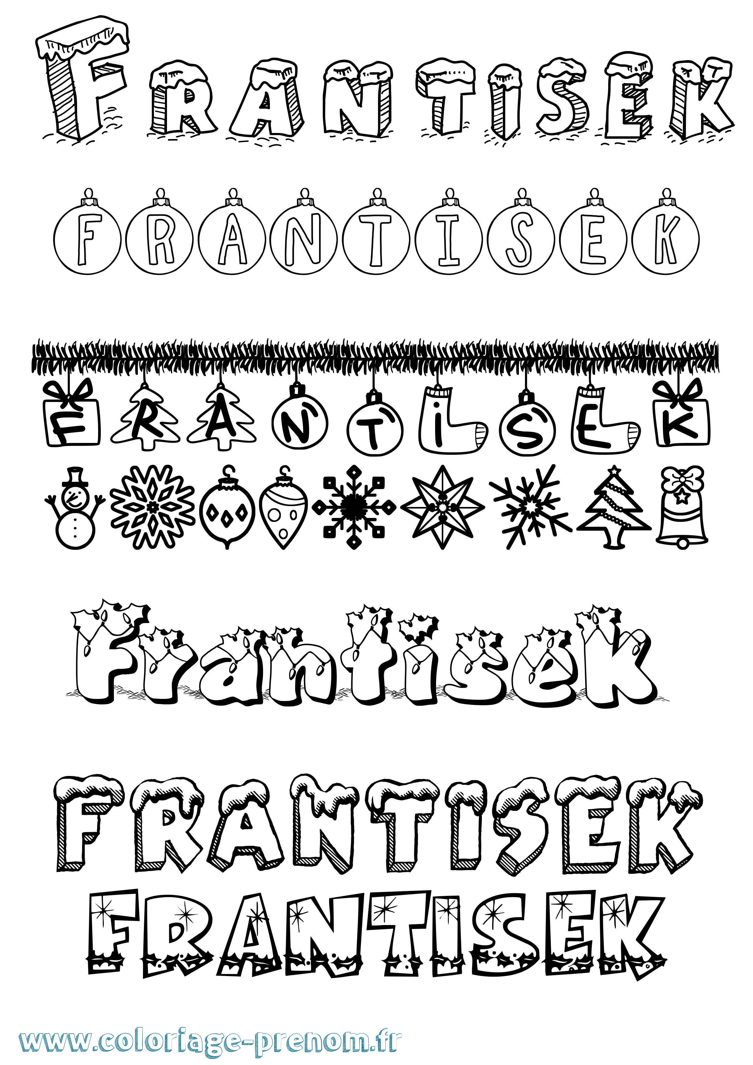 Coloriage Frantisek Noël Coloriage prénom Frantisek Noël