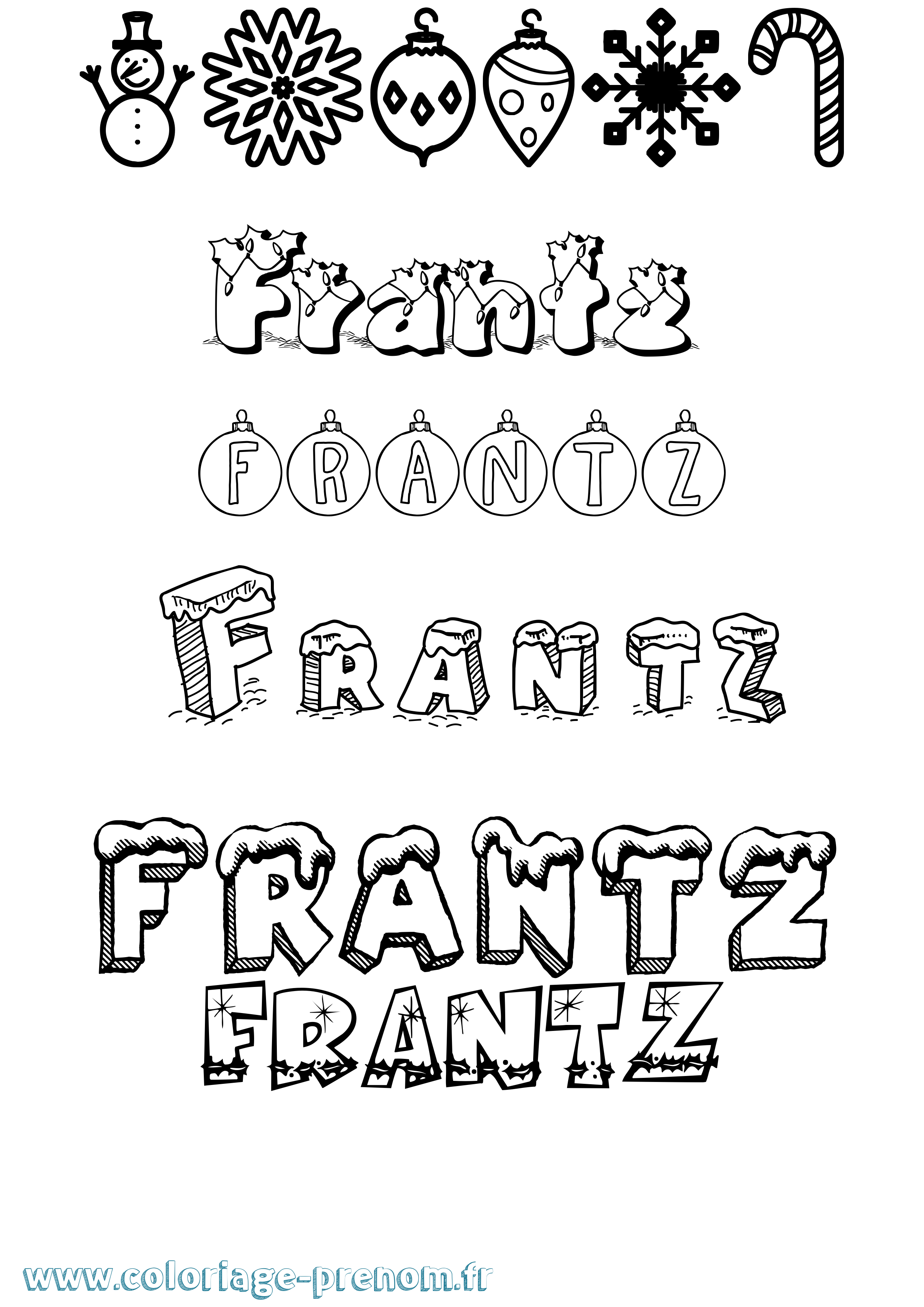 Coloriage Frantz Noël Coloriage prénom Frantz Noël