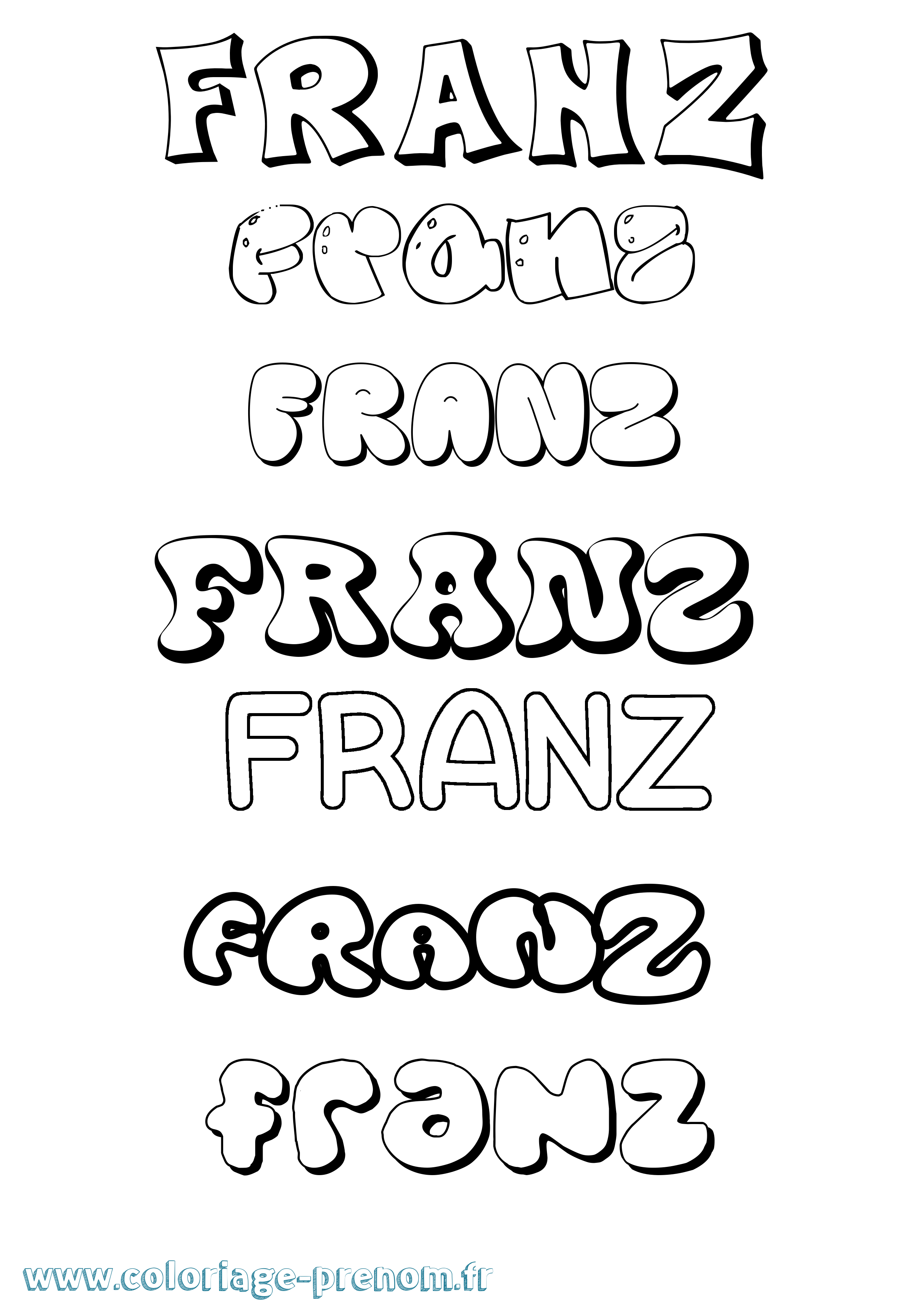 Coloriage Franz Bubble Coloriage prénom Franz Bubble
