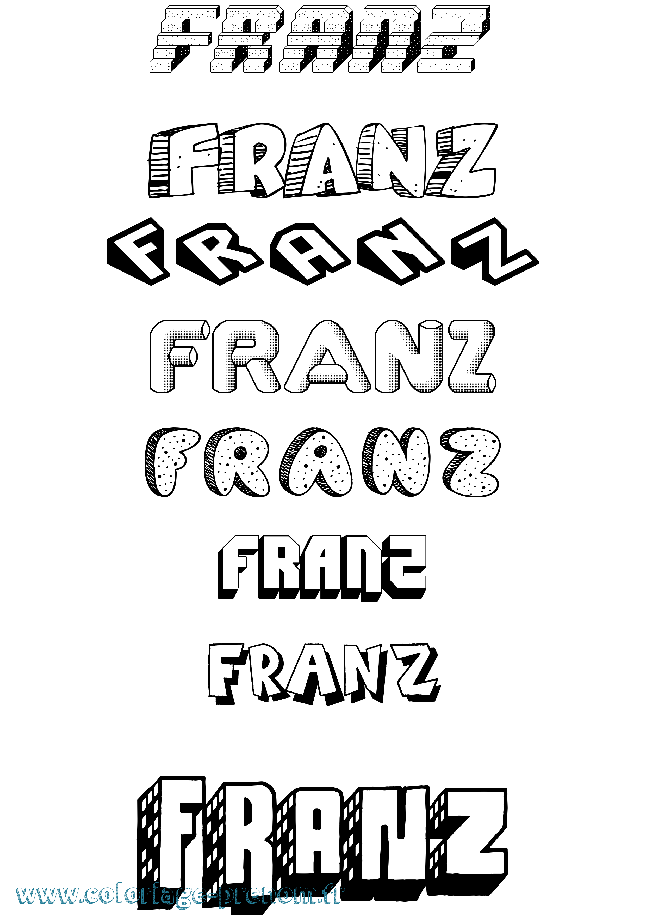 Coloriage Franz Effet 3D Coloriage prénom Franz Effet 3D