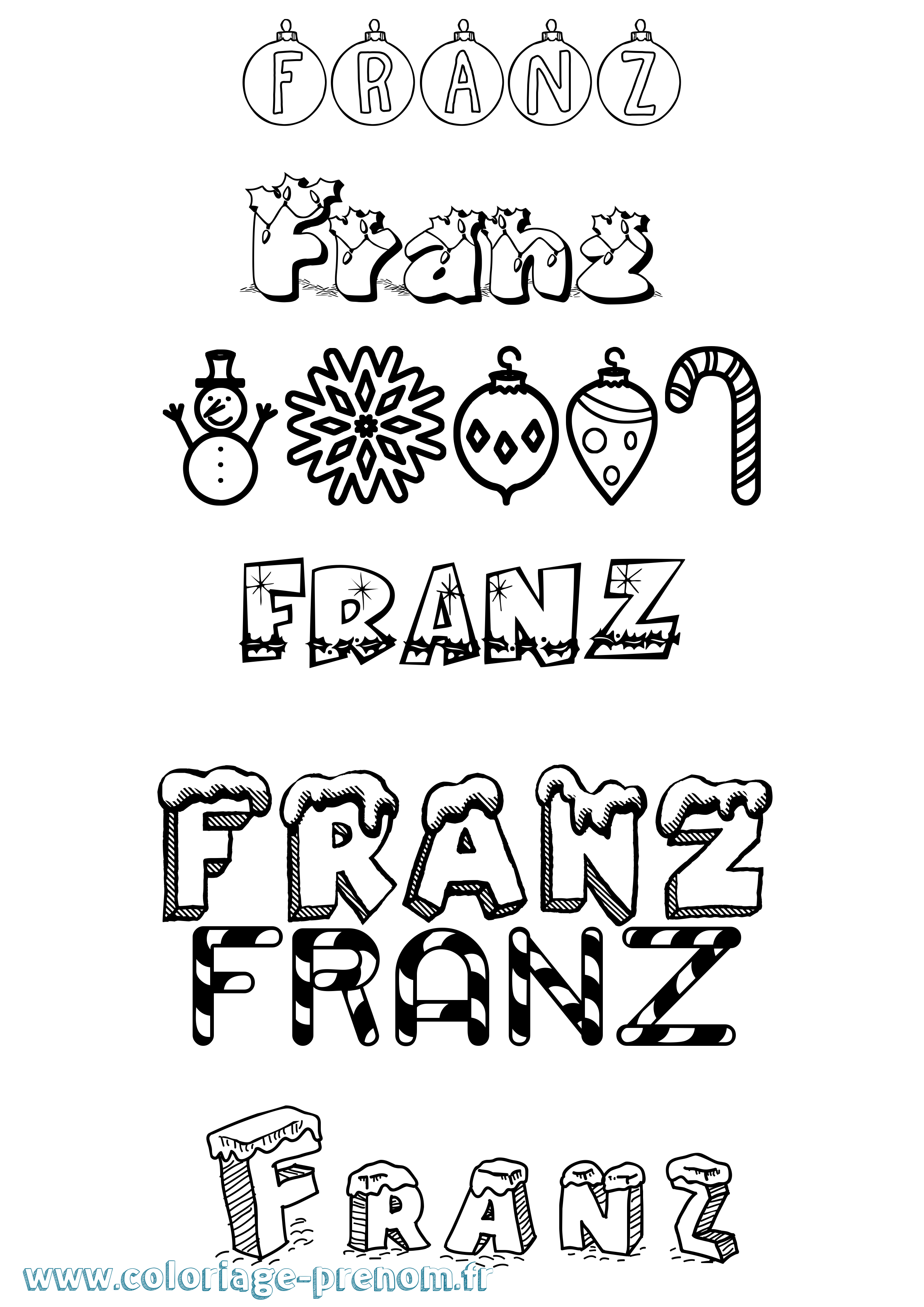 Coloriage Franz Noël Coloriage prénom Franz Noël