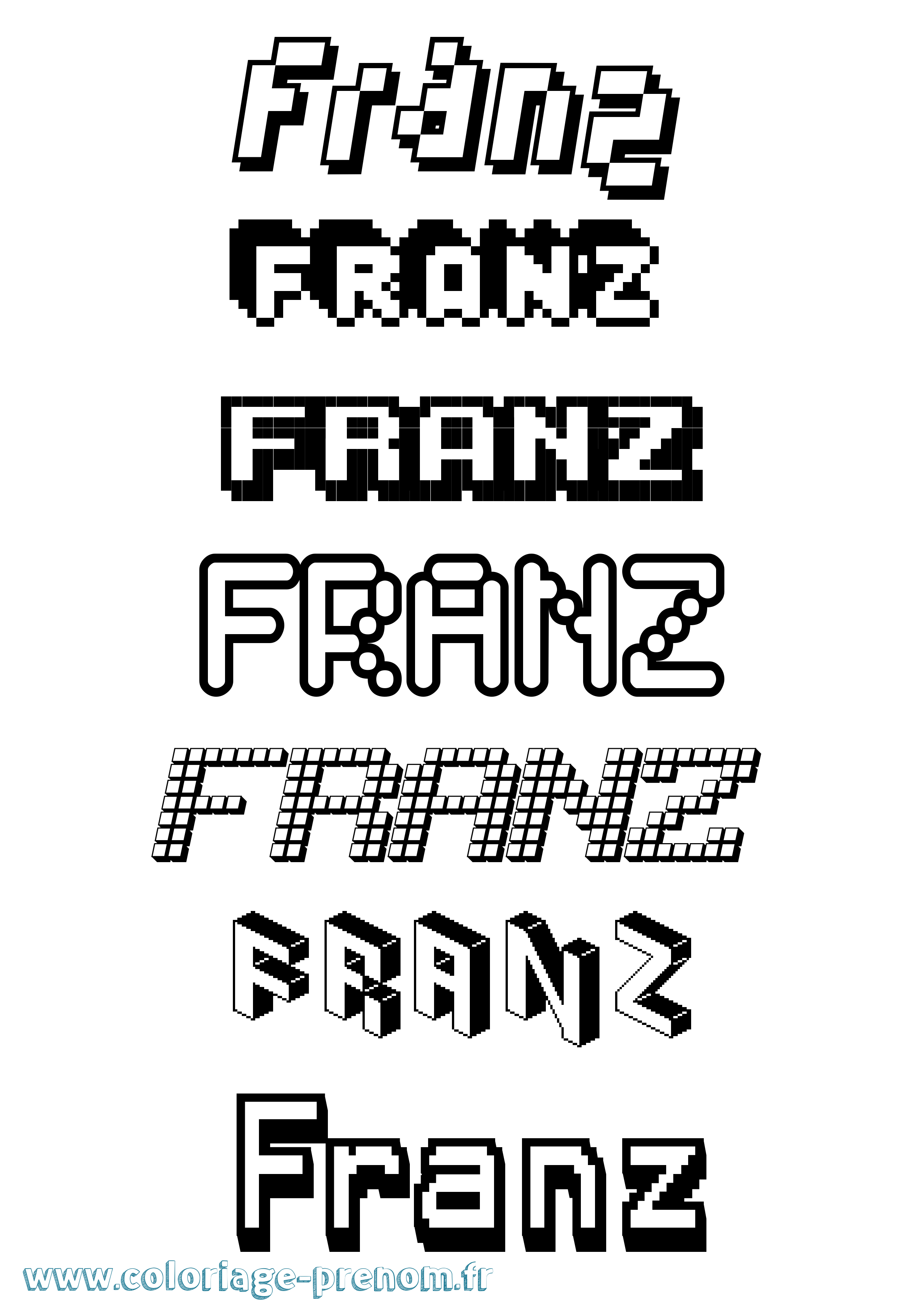 Coloriage Franz Pixel Coloriage prénom Franz Pixel