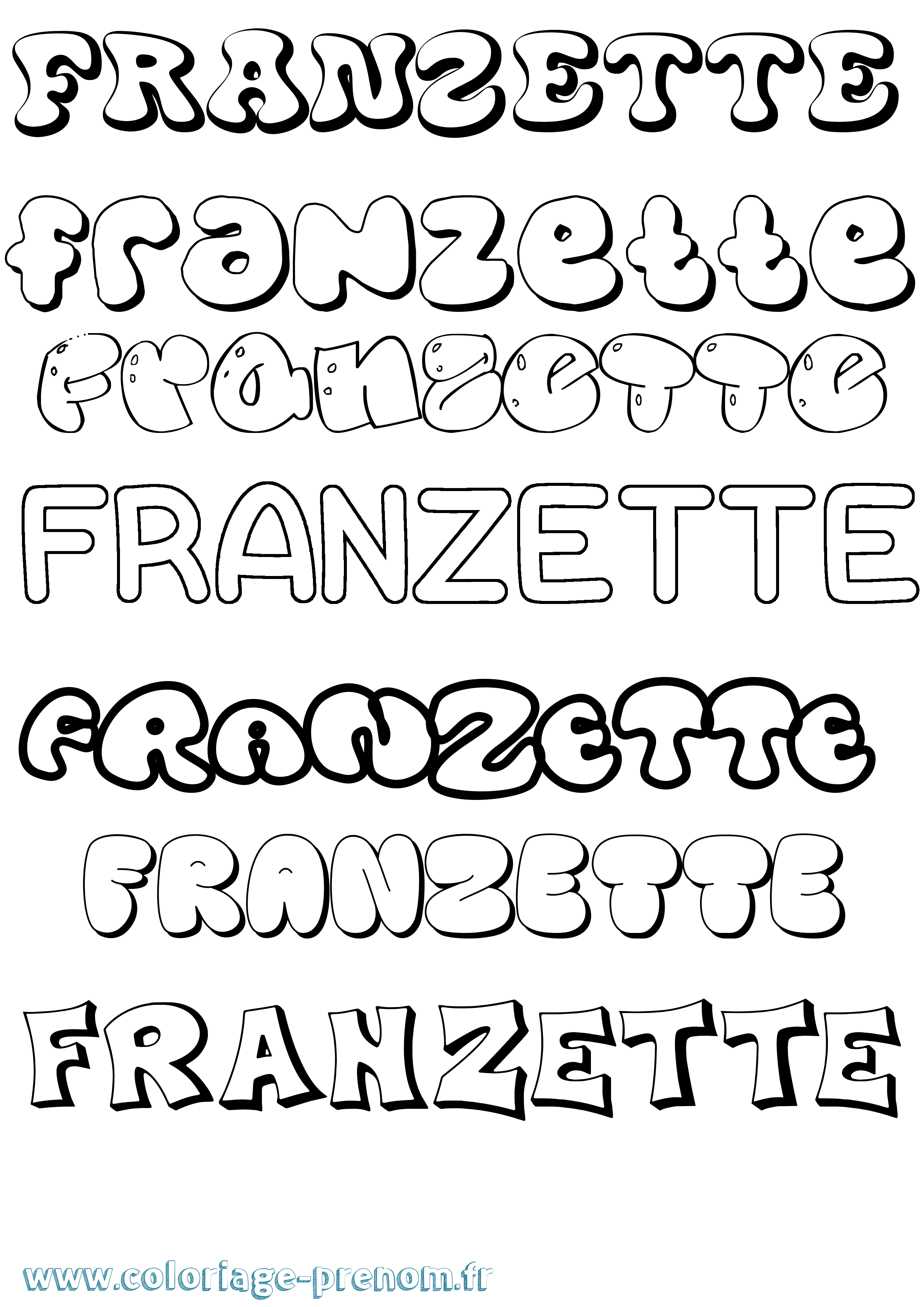 Coloriage Franzette Bubble Coloriage prénom Franzette Bubble