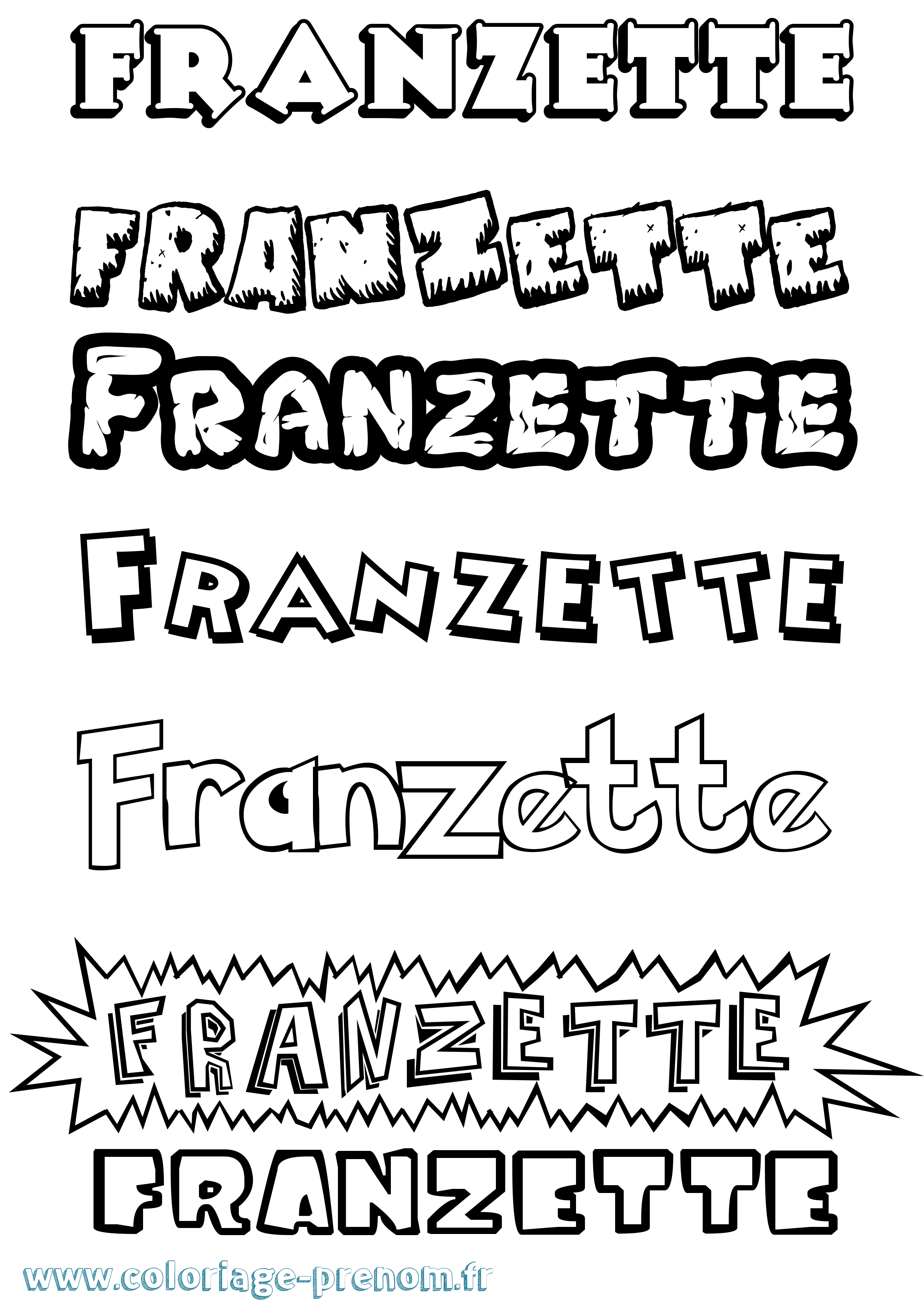 Coloriage Franzette Dessin Animé Coloriage prénom Franzette Dessin Animé