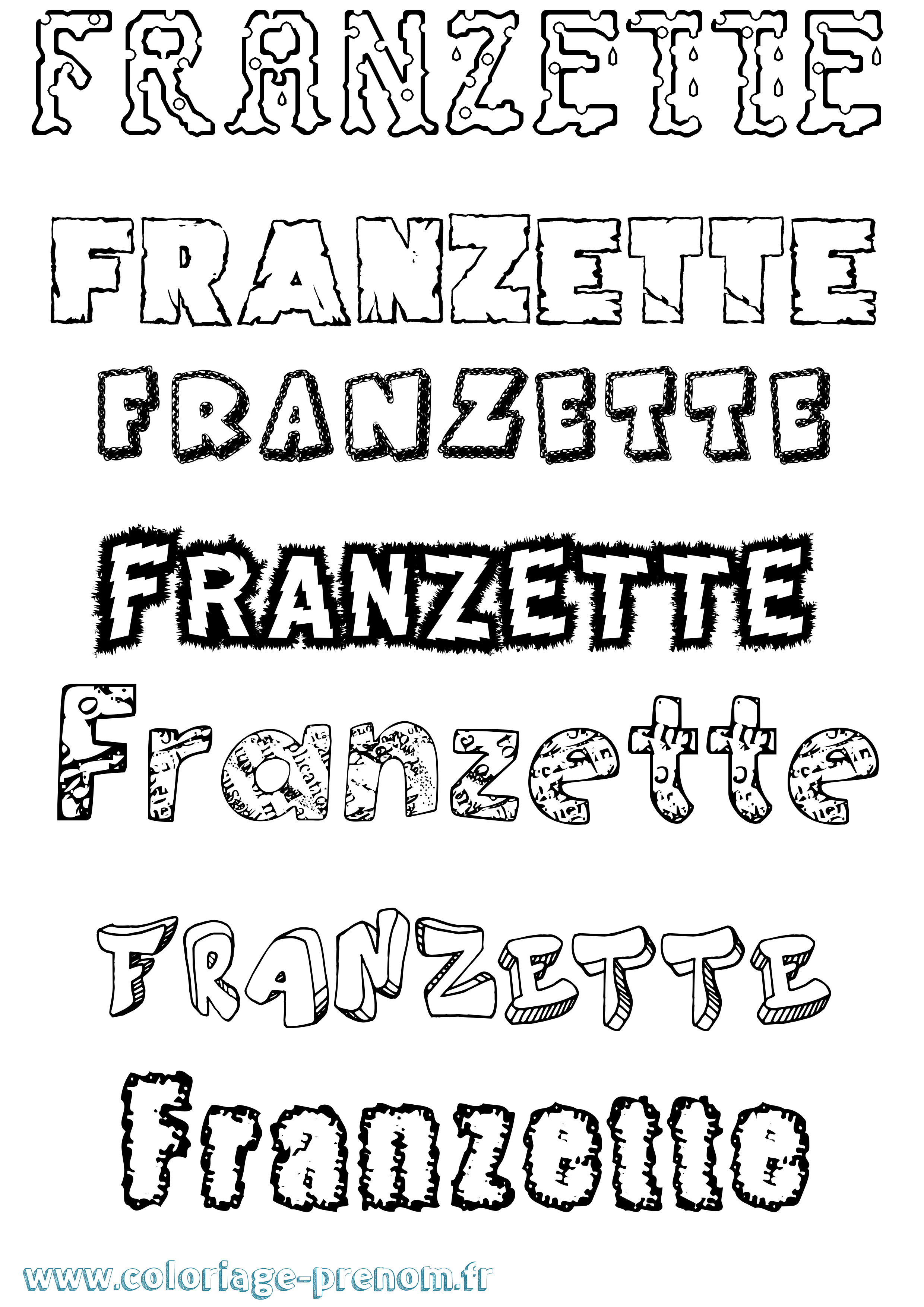 Coloriage Franzette Destructuré Coloriage prénom Franzette Destructuré
