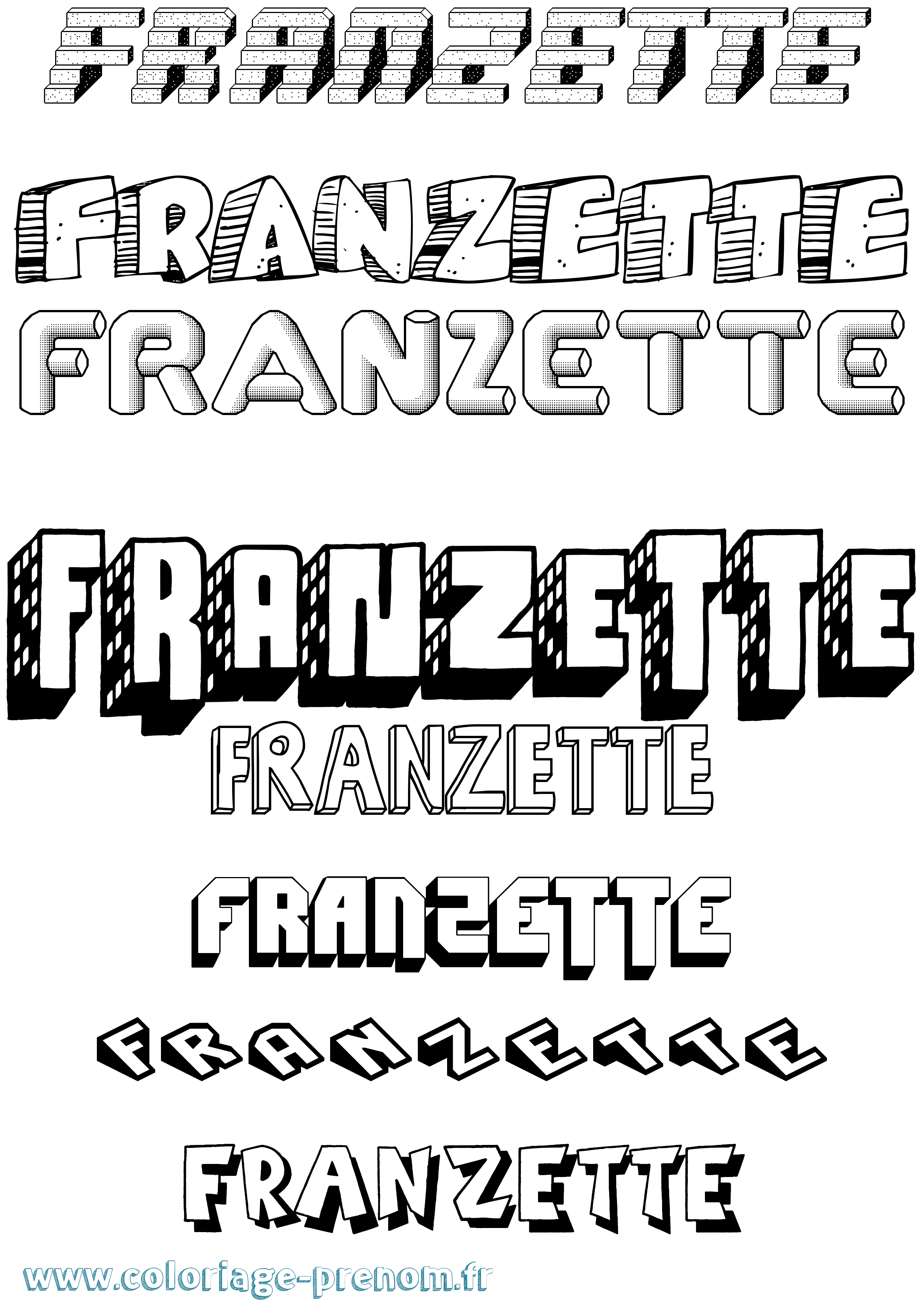 Coloriage Franzette Effet 3D Coloriage prénom Franzette Effet 3D