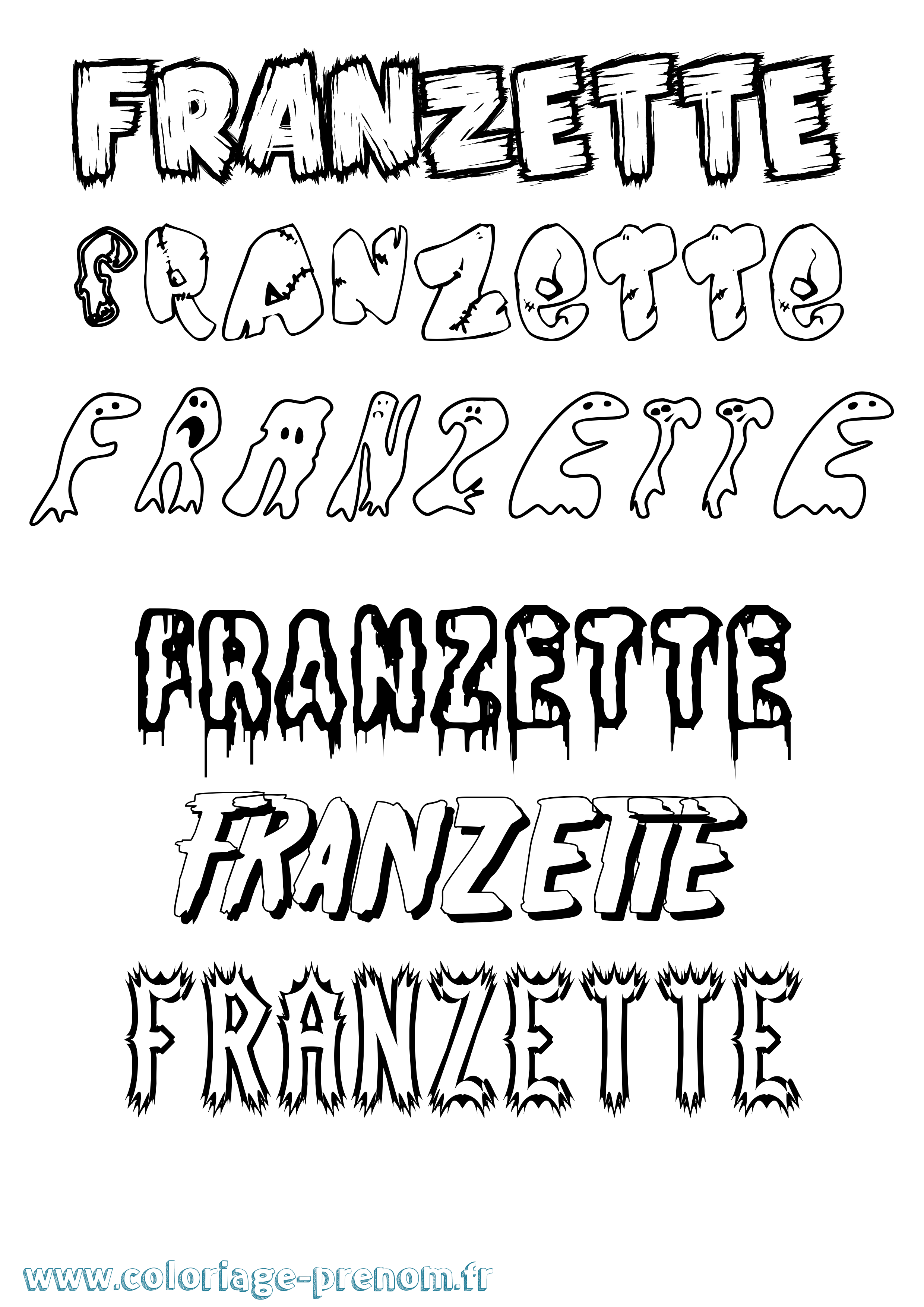 Coloriage Franzette Frisson Coloriage prénom Franzette Frisson