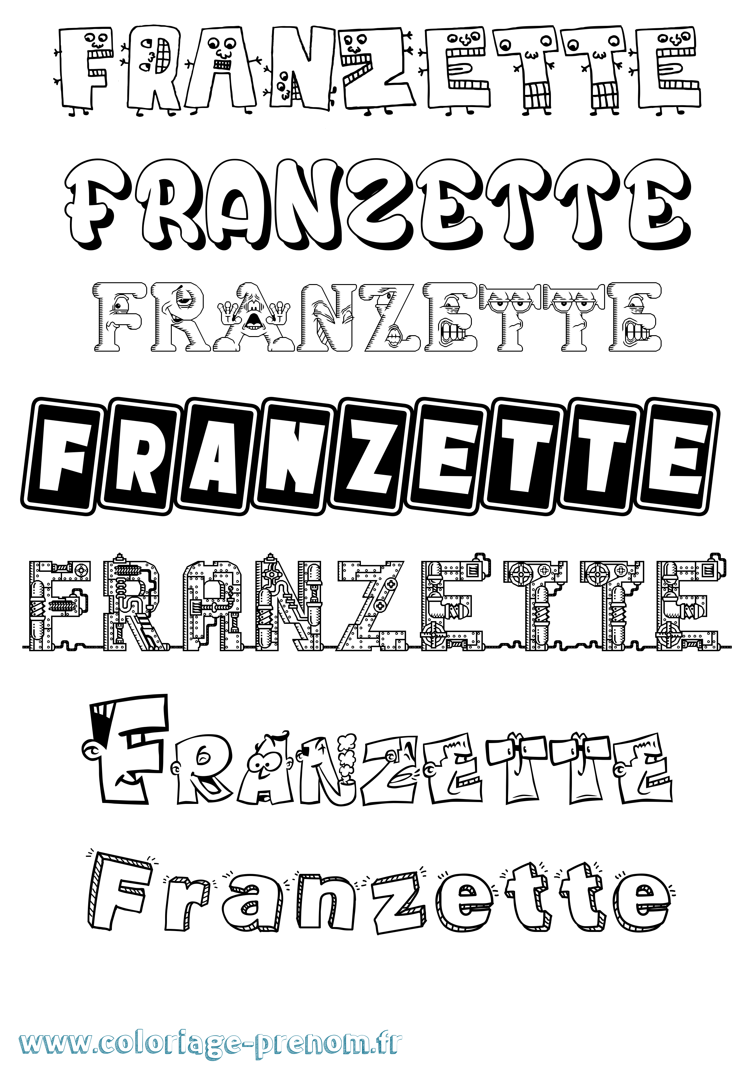 Coloriage Franzette Fun Coloriage prénom Franzette Fun