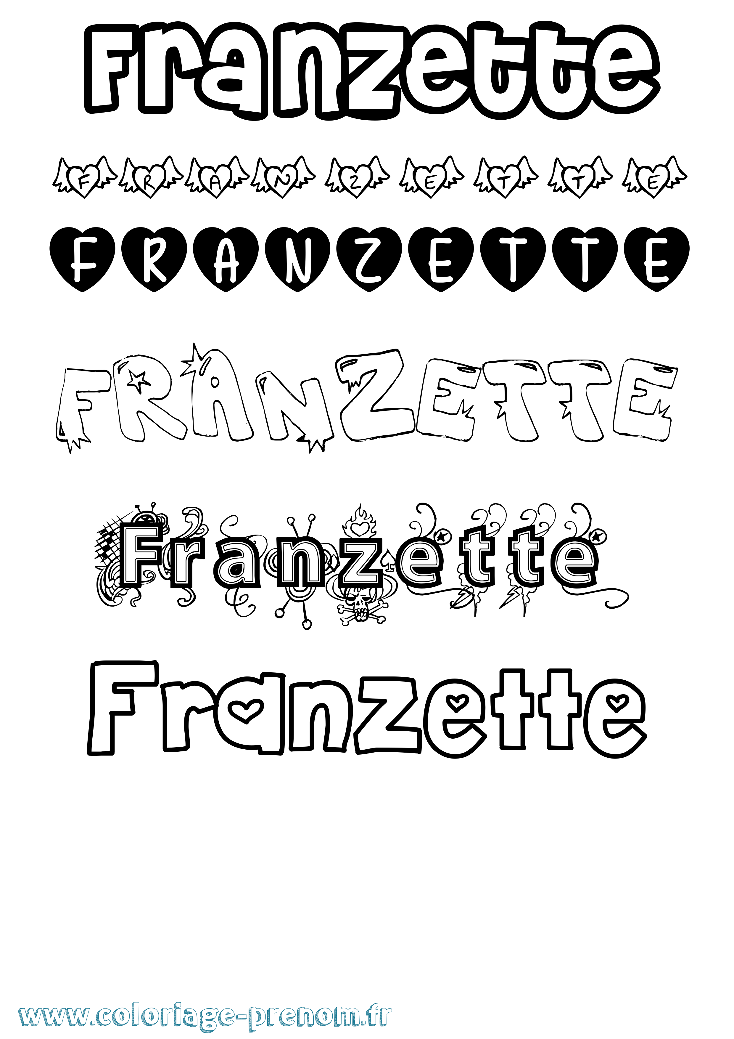 Coloriage Franzette Girly Coloriage prénom Franzette Girly
