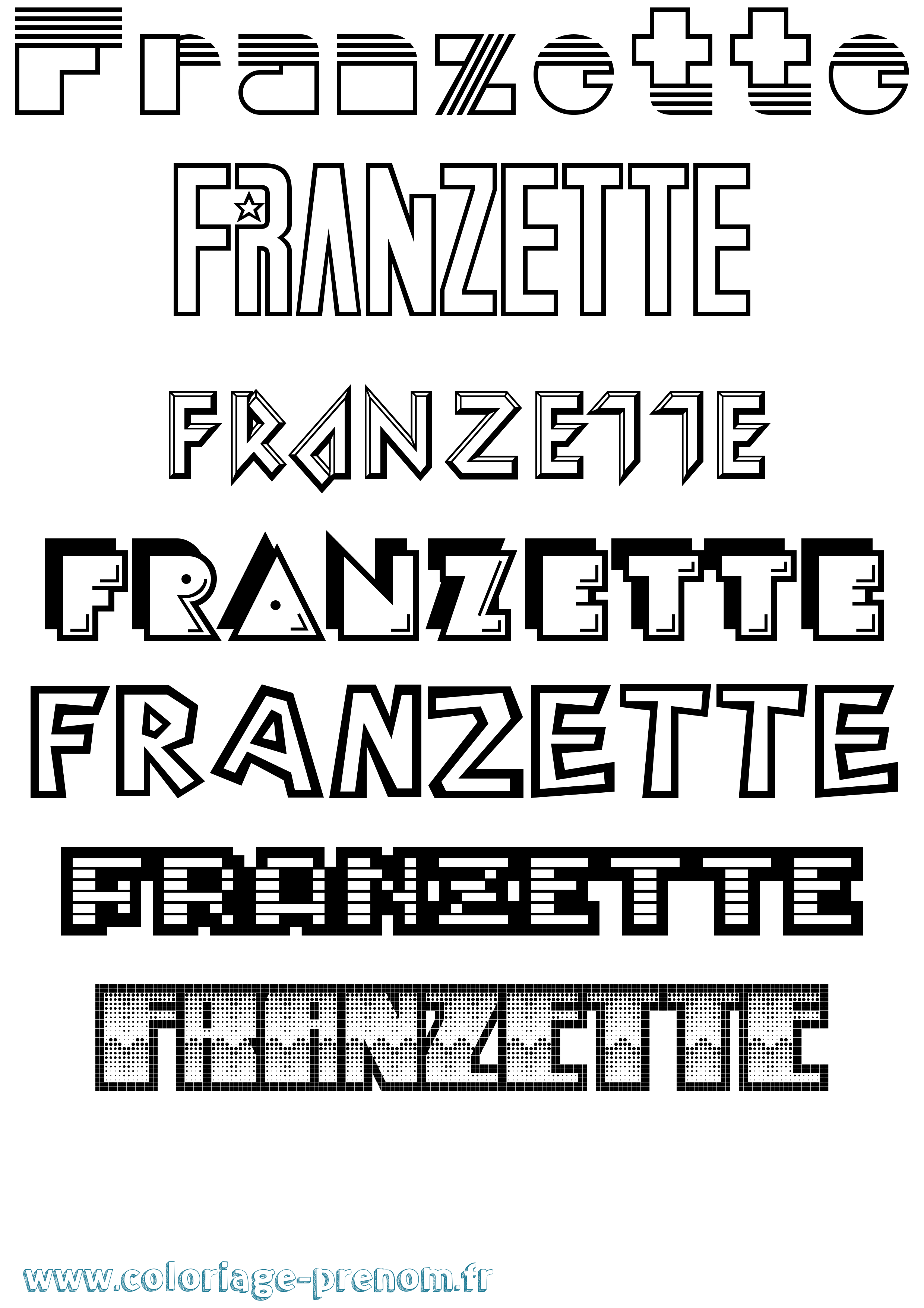 Coloriage Franzette Jeux Vidéos Coloriage prénom Franzette Jeux Vidéos