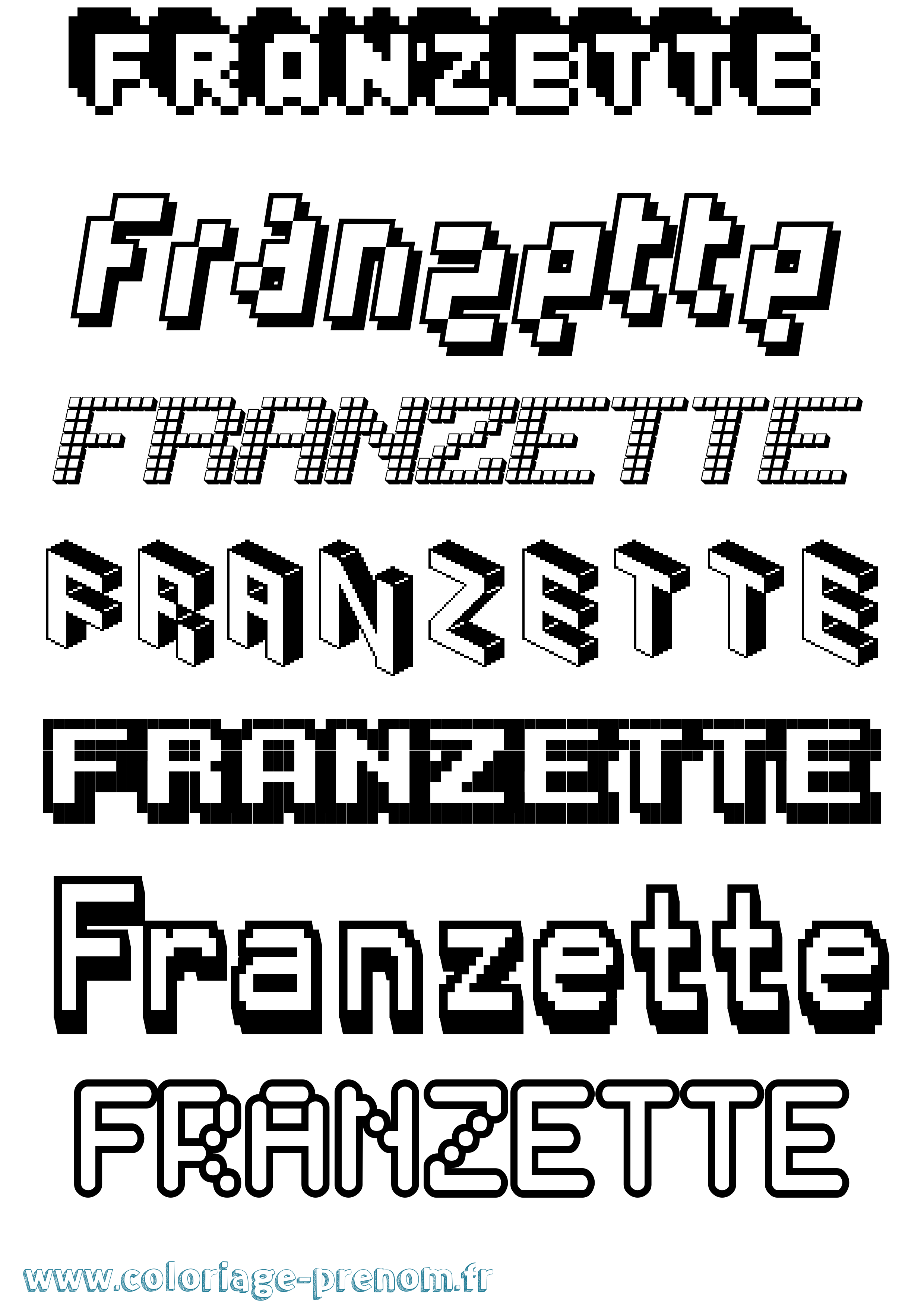 Coloriage Franzette Pixel Coloriage prénom Franzette Pixel