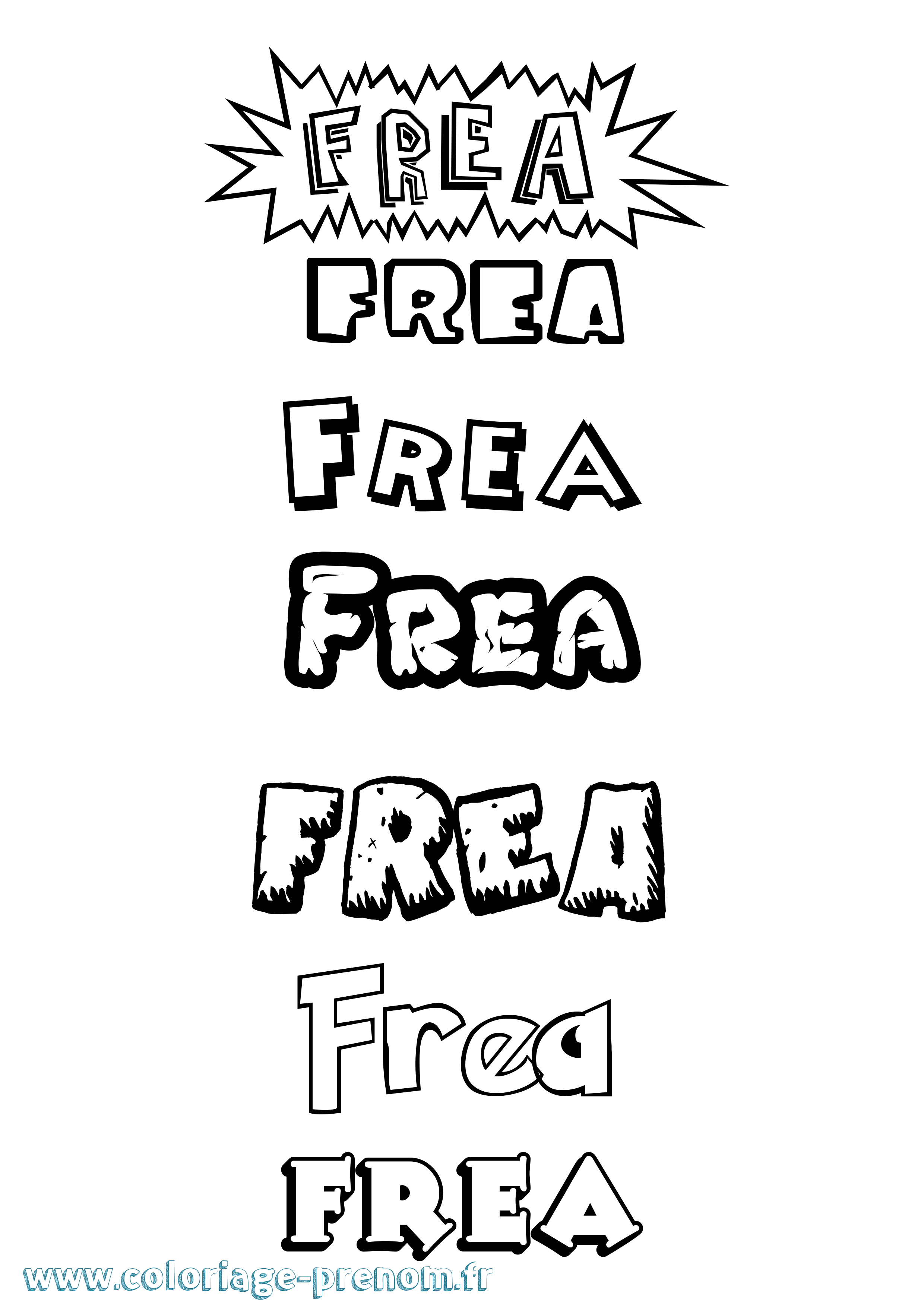 Coloriage Frea Dessin Animé Coloriage prénom Frea Dessin Animé