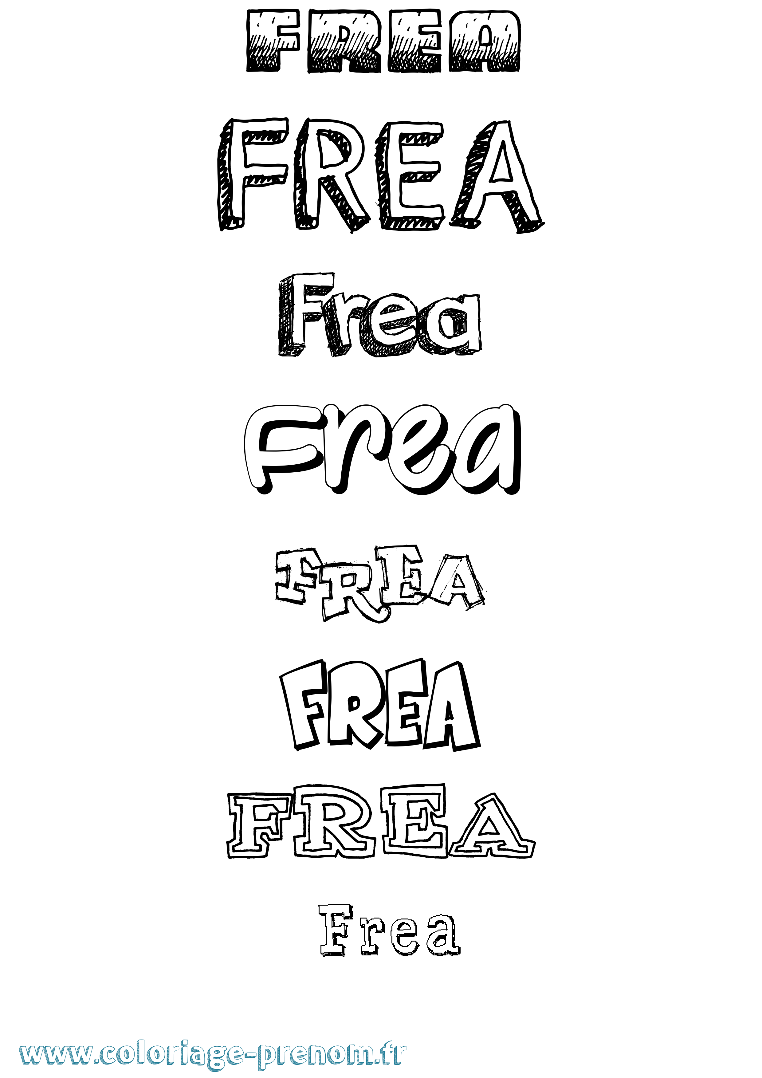 Coloriage Frea Dessiné Coloriage prénom Frea Dessiné