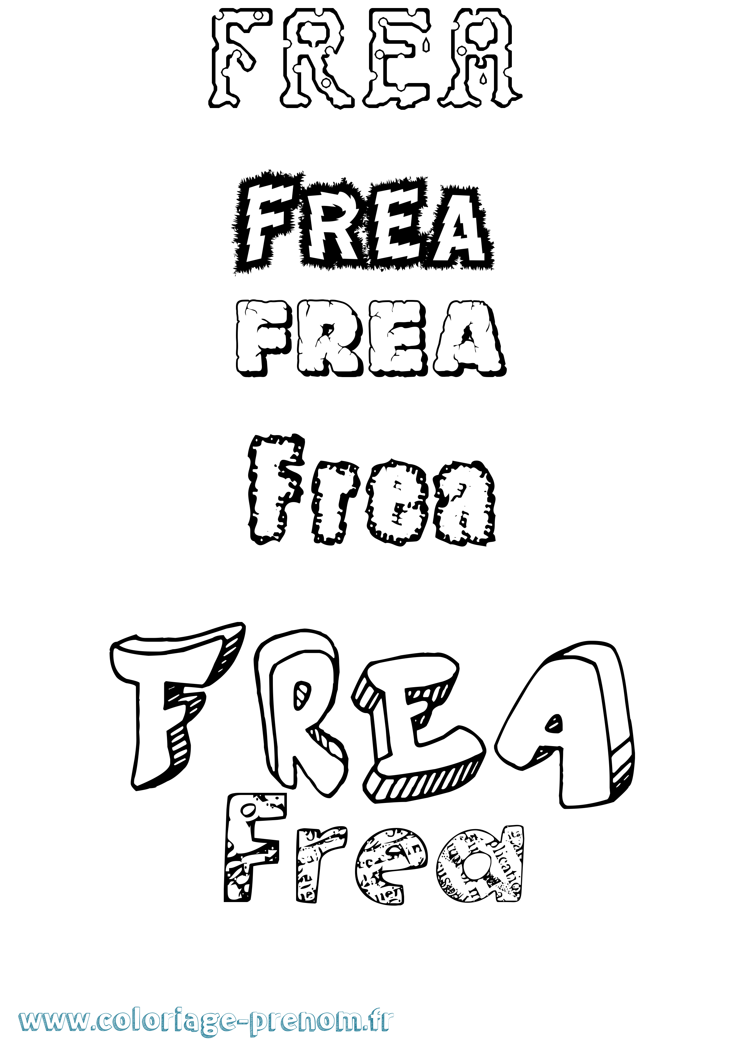 Coloriage Frea Destructuré Coloriage prénom Frea Destructuré