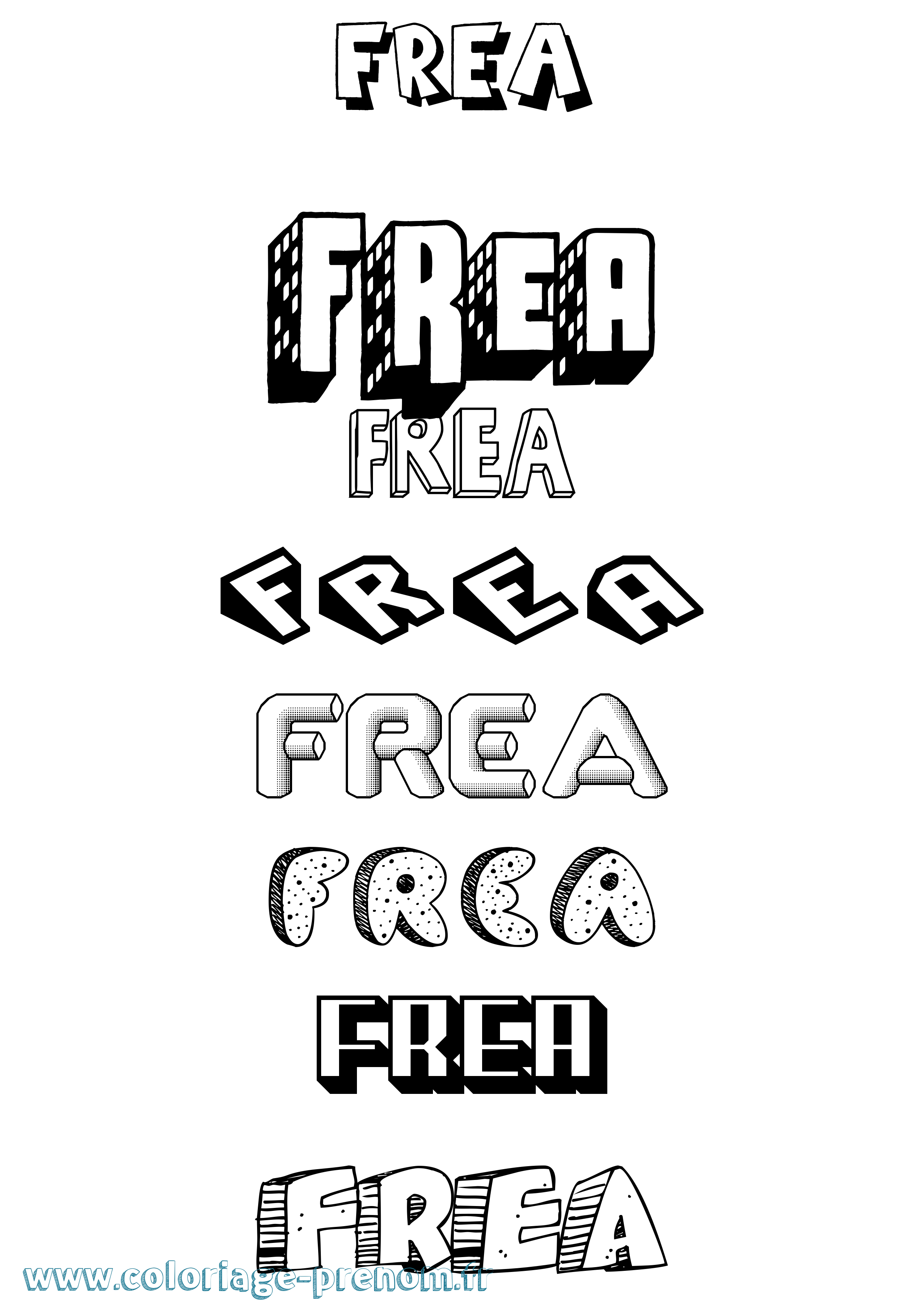 Coloriage Frea Effet 3D Coloriage prénom Frea Effet 3D