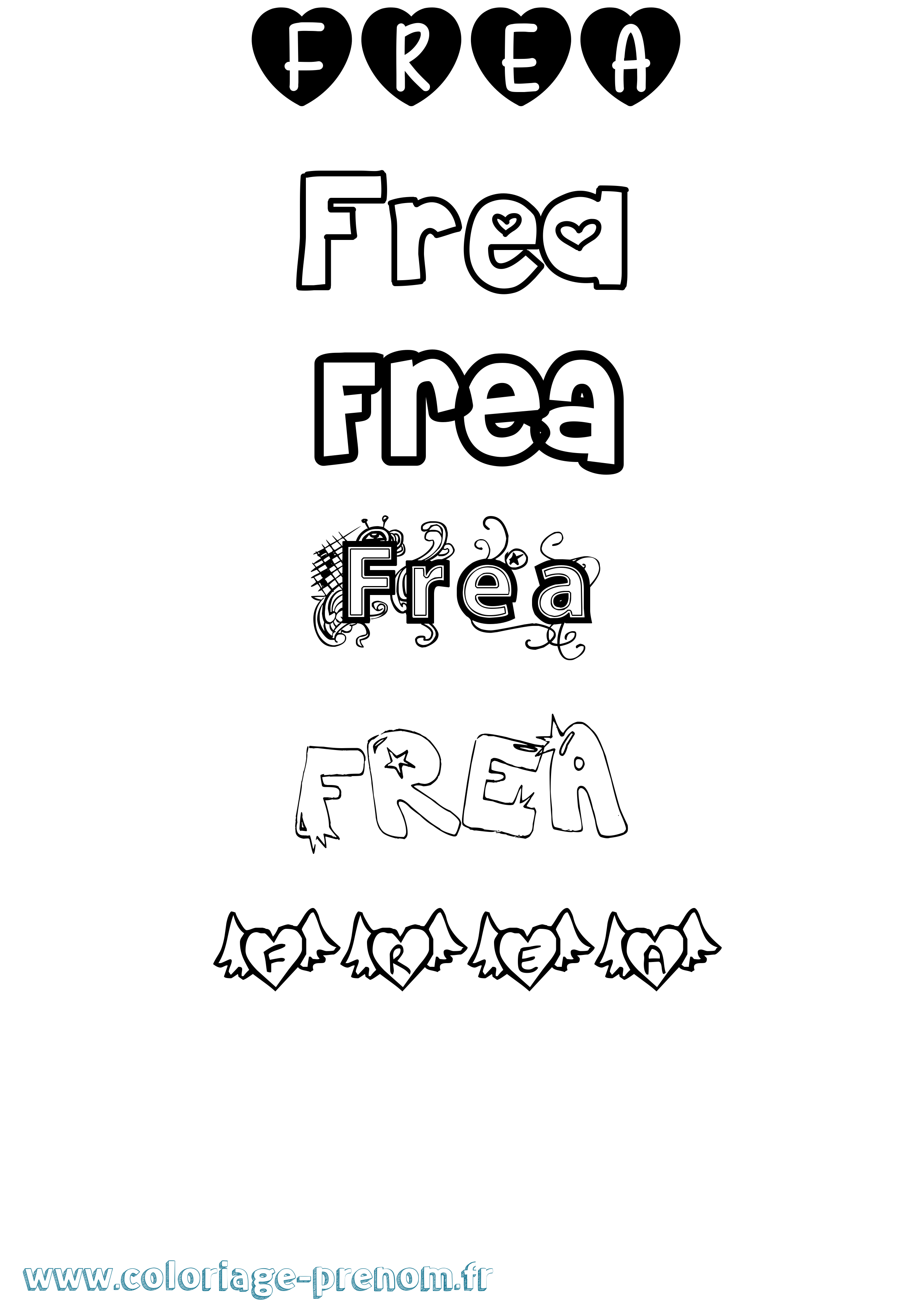 Coloriage Frea Girly Coloriage prénom Frea Girly