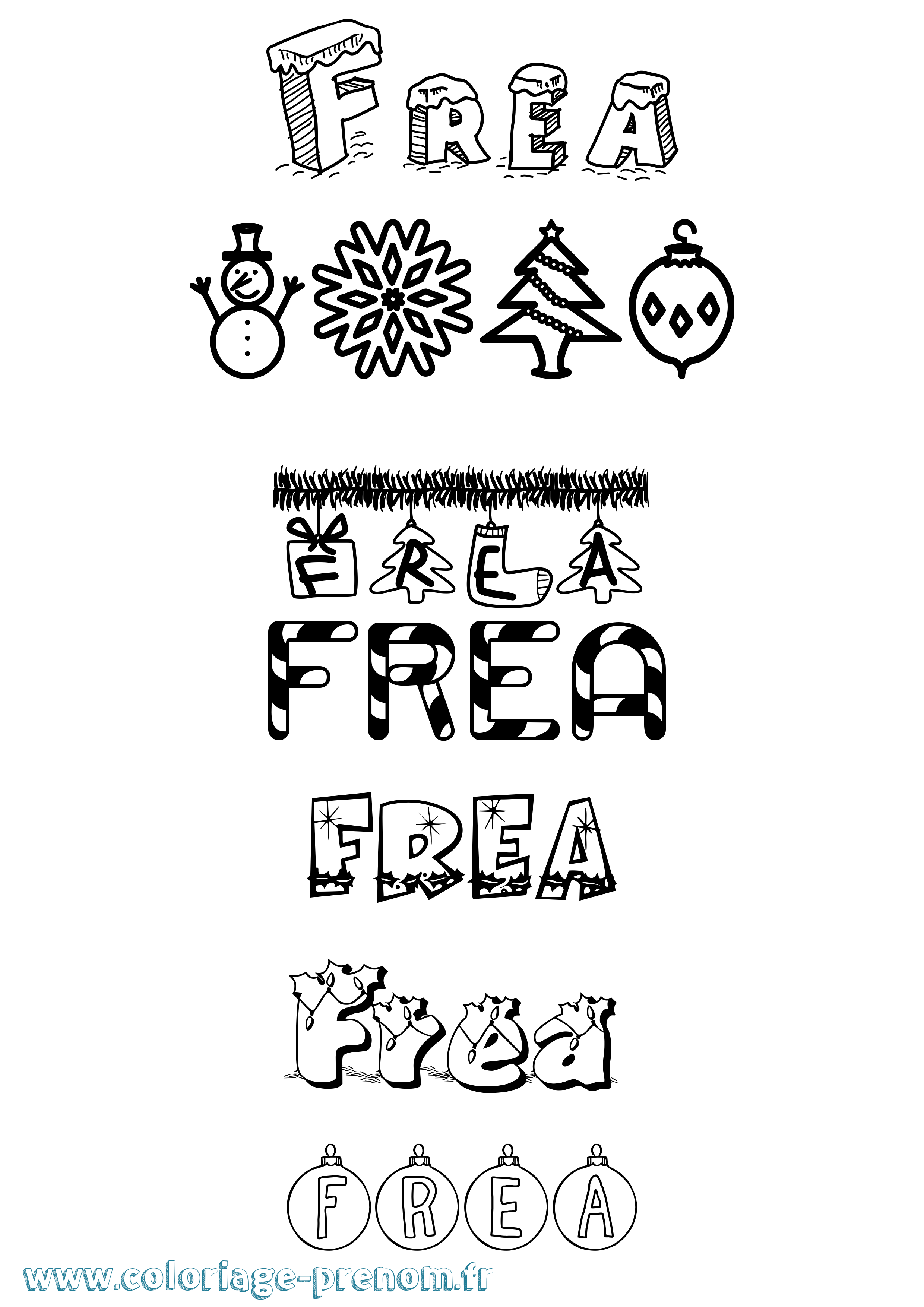 Coloriage Frea Noël Coloriage prénom Frea Noël