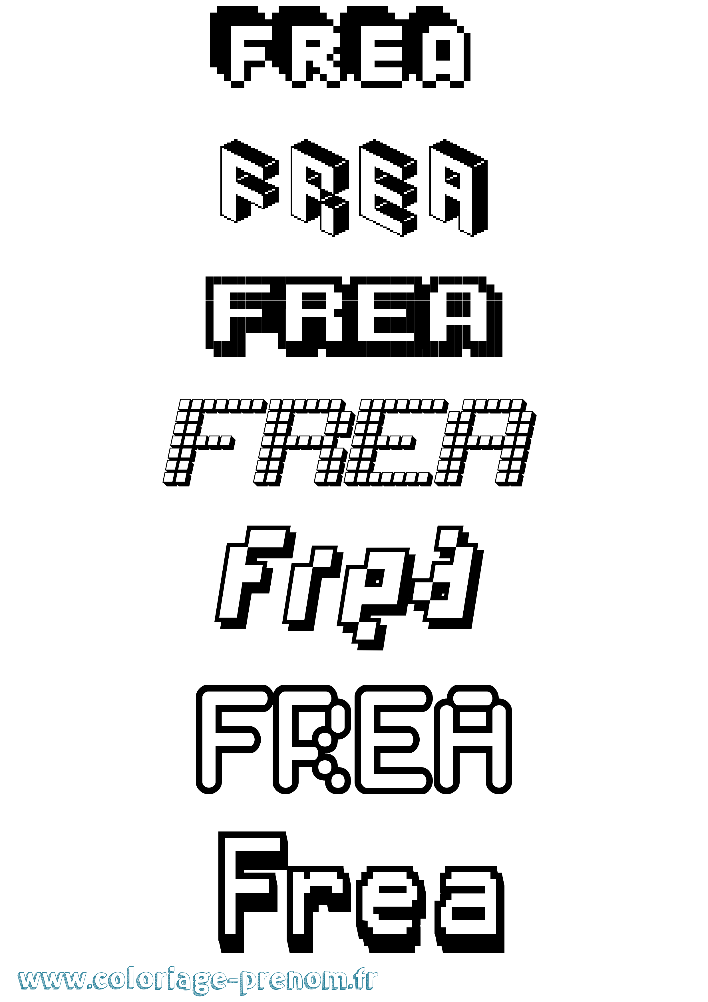 Coloriage Frea Pixel Coloriage prénom Frea Pixel