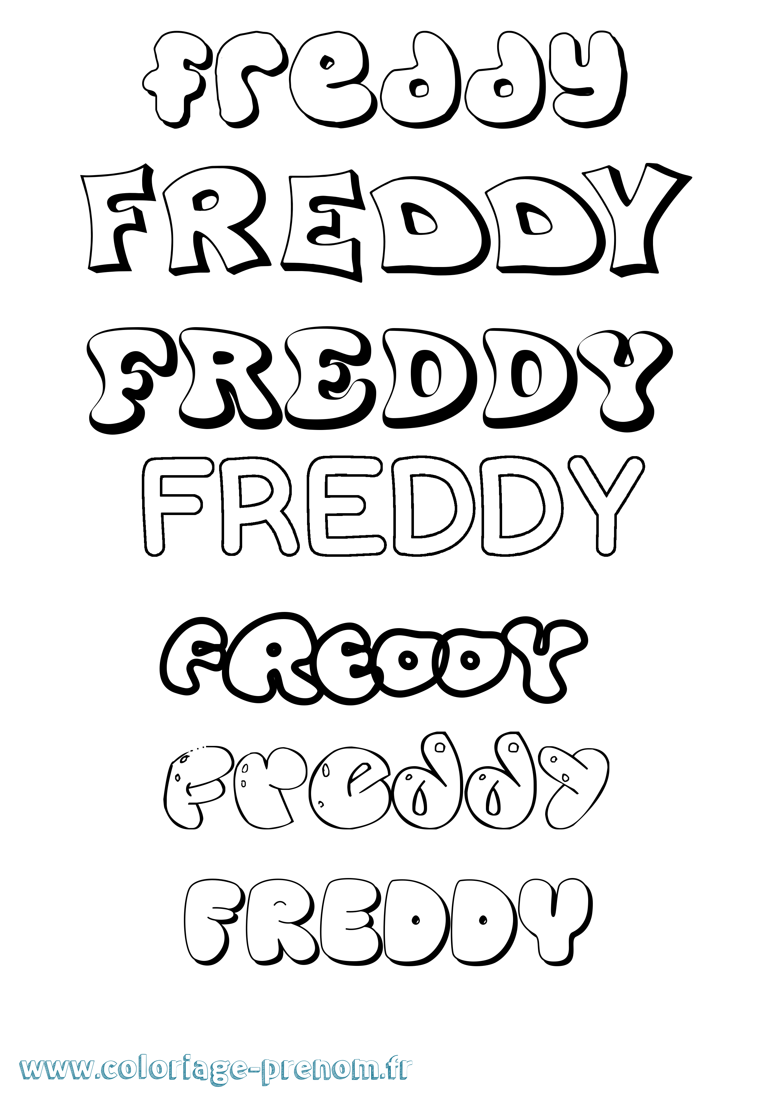 Coloriage Freddy Bubble Coloriage prénom Freddy Bubble